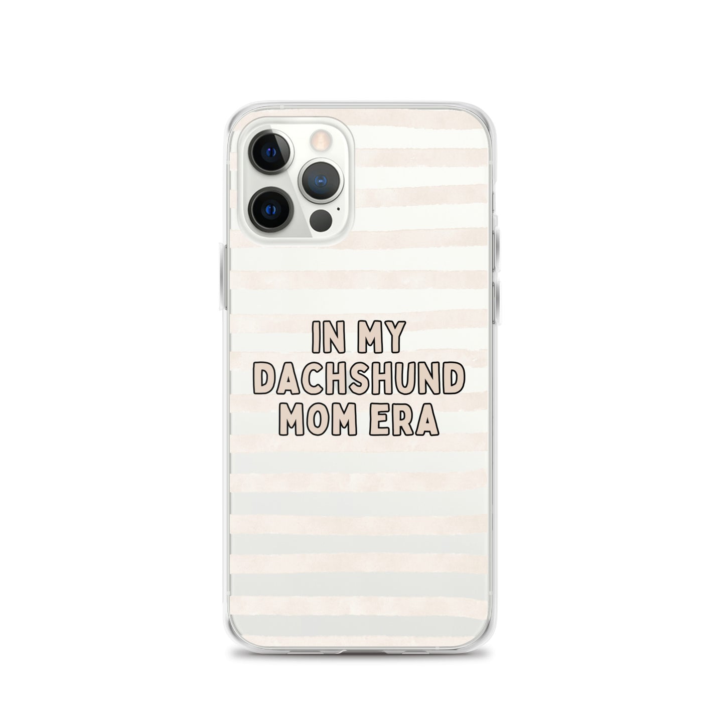 In My Dachshund Mom Striped Beige Clear Case for iPhone®