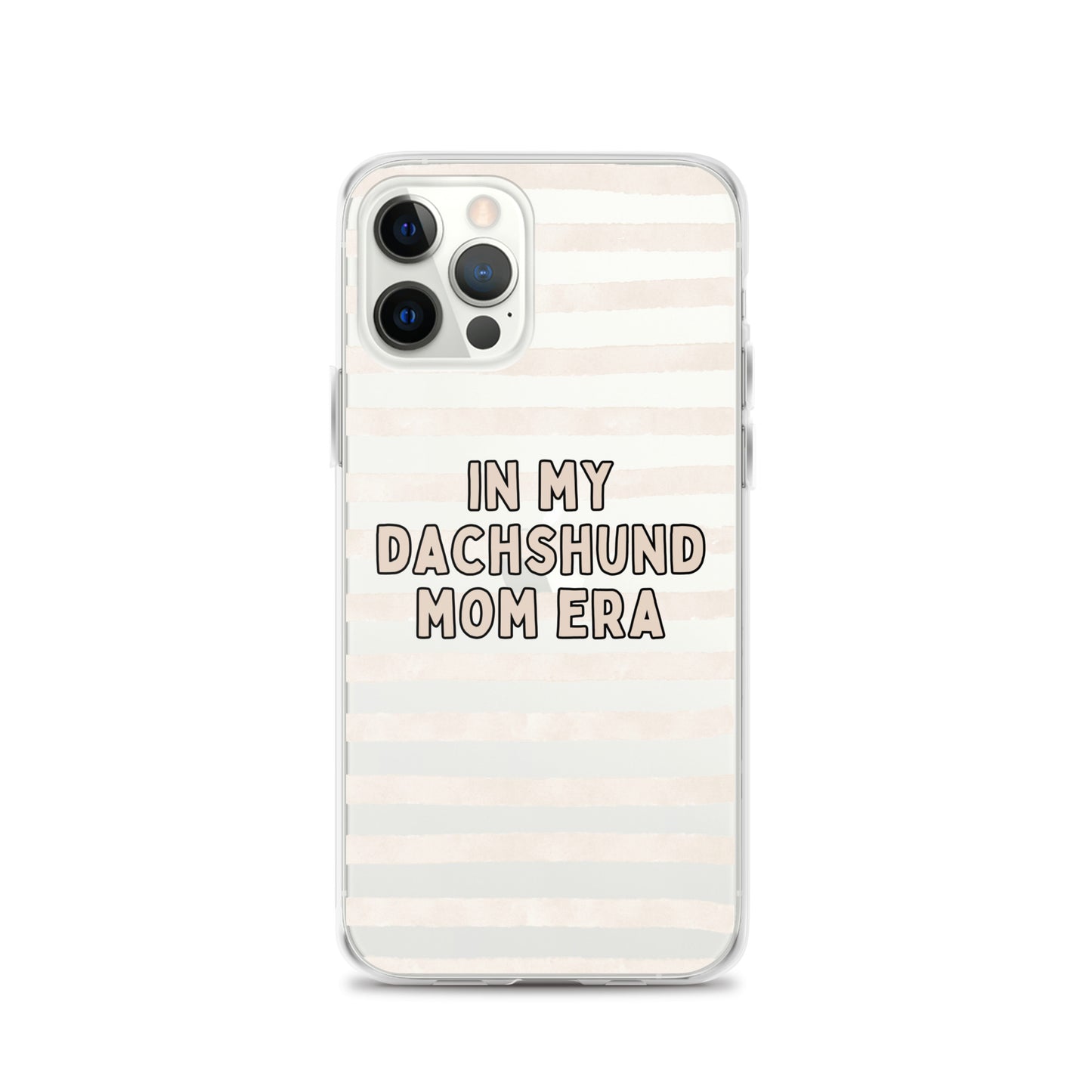 In My Dachshund Mom Striped Beige Clear Case for iPhone®