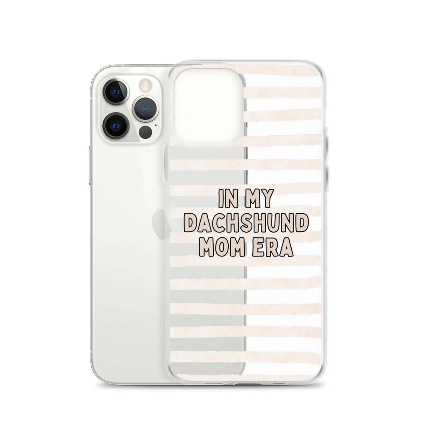 In My Dachshund Mom Striped Beige Clear Case for iPhone®