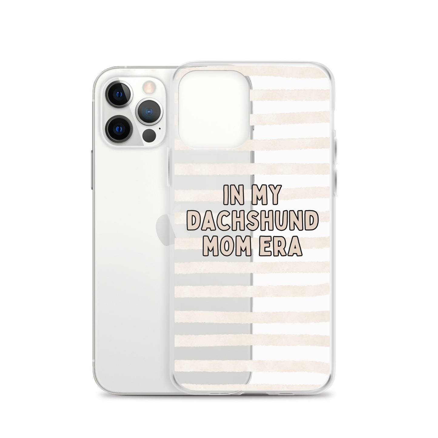 In My Dachshund Mom Striped Beige Clear Case for iPhone®