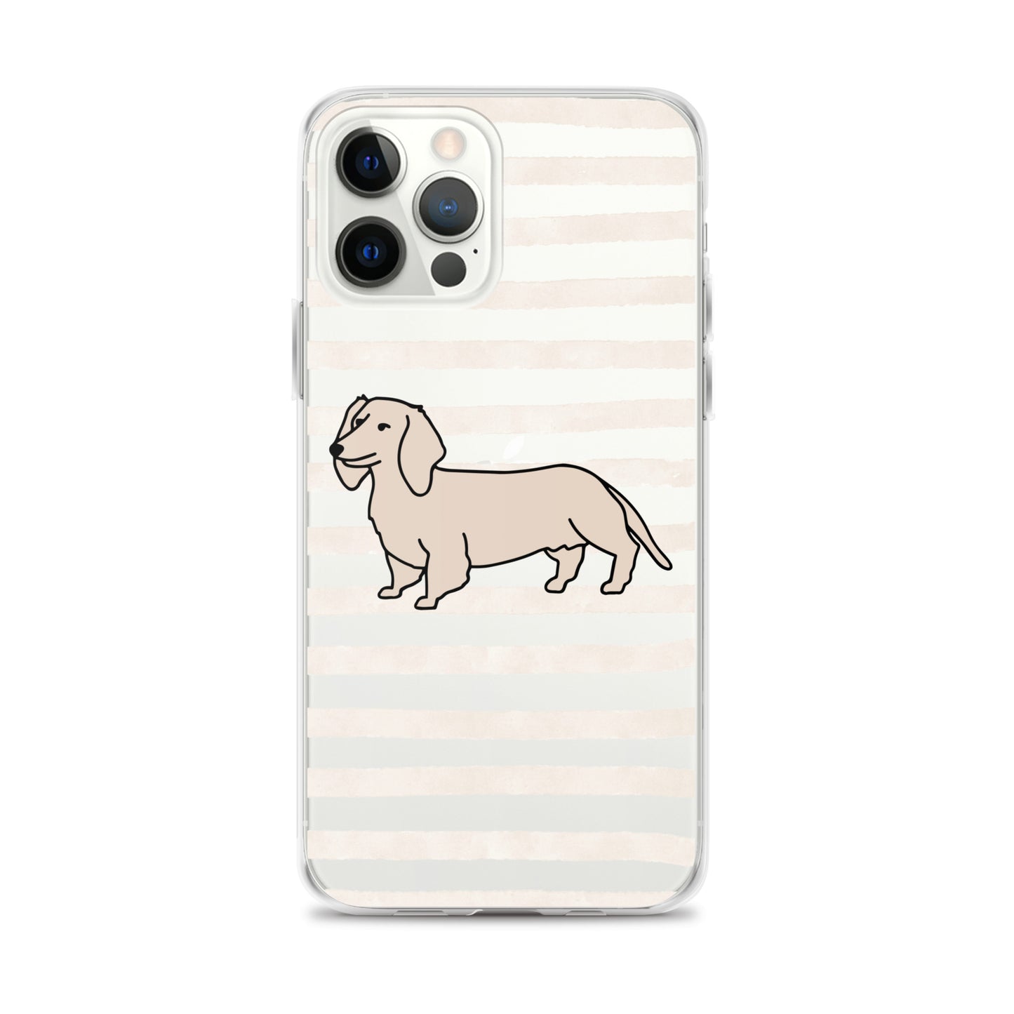 Dachshund Outline Striped Beige Clear Case for iPhone®