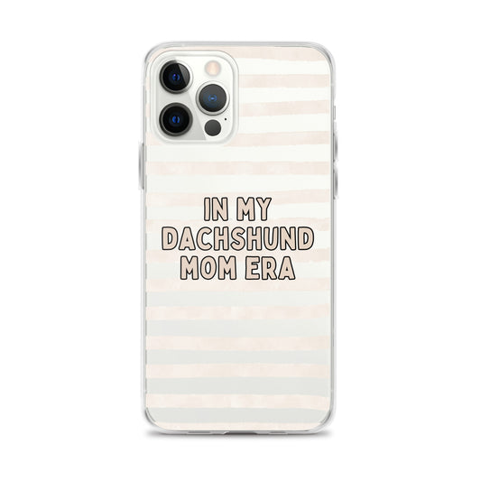 In My Dachshund Mom Striped Beige Clear Case for iPhone®