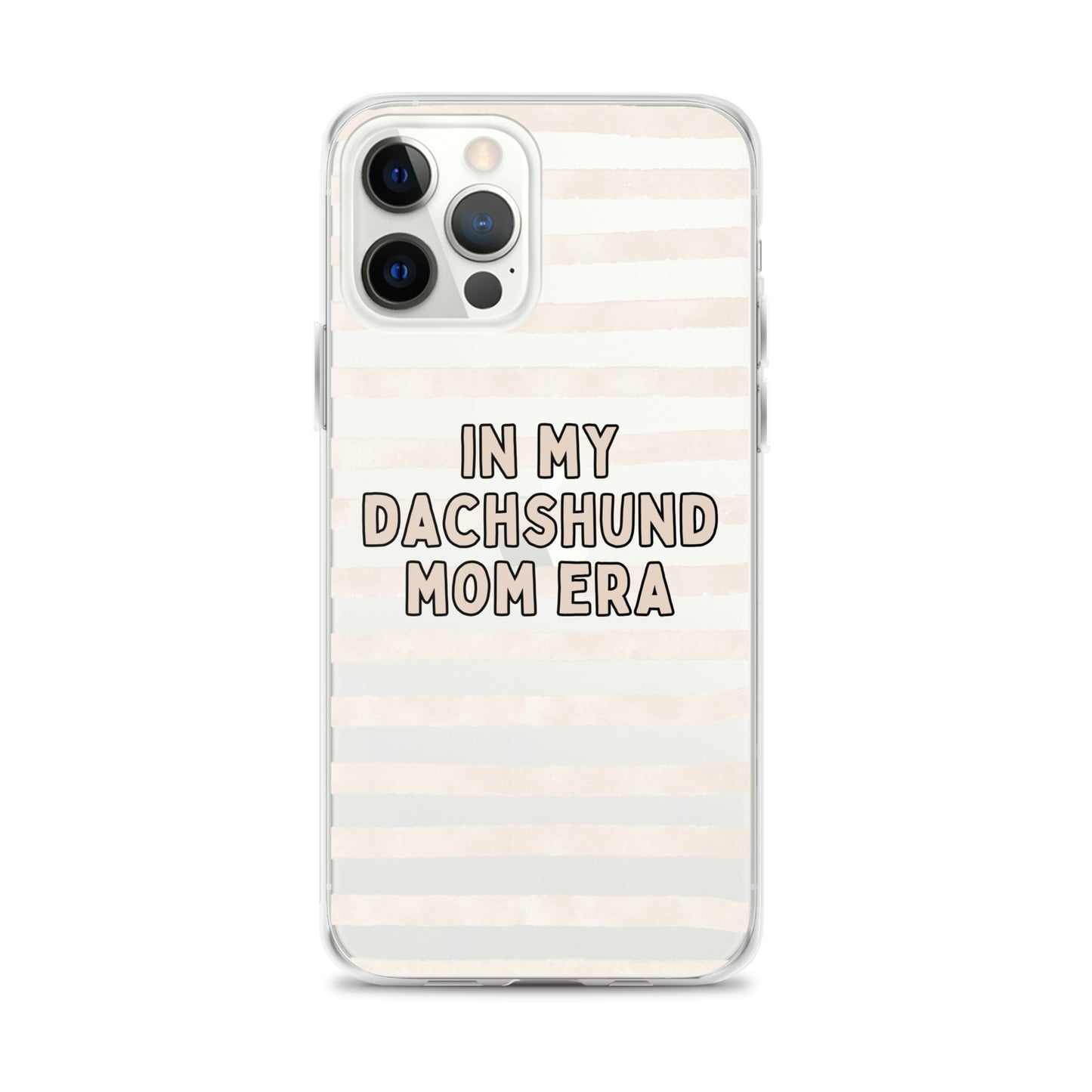 In My Dachshund Mom Striped Beige Clear Case for iPhone®