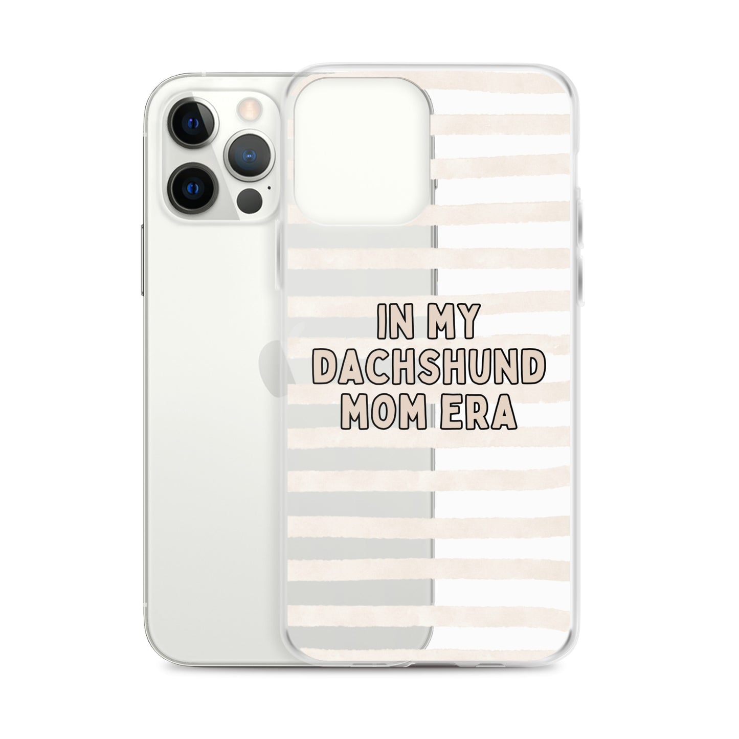 In My Dachshund Mom Striped Beige Clear Case for iPhone®