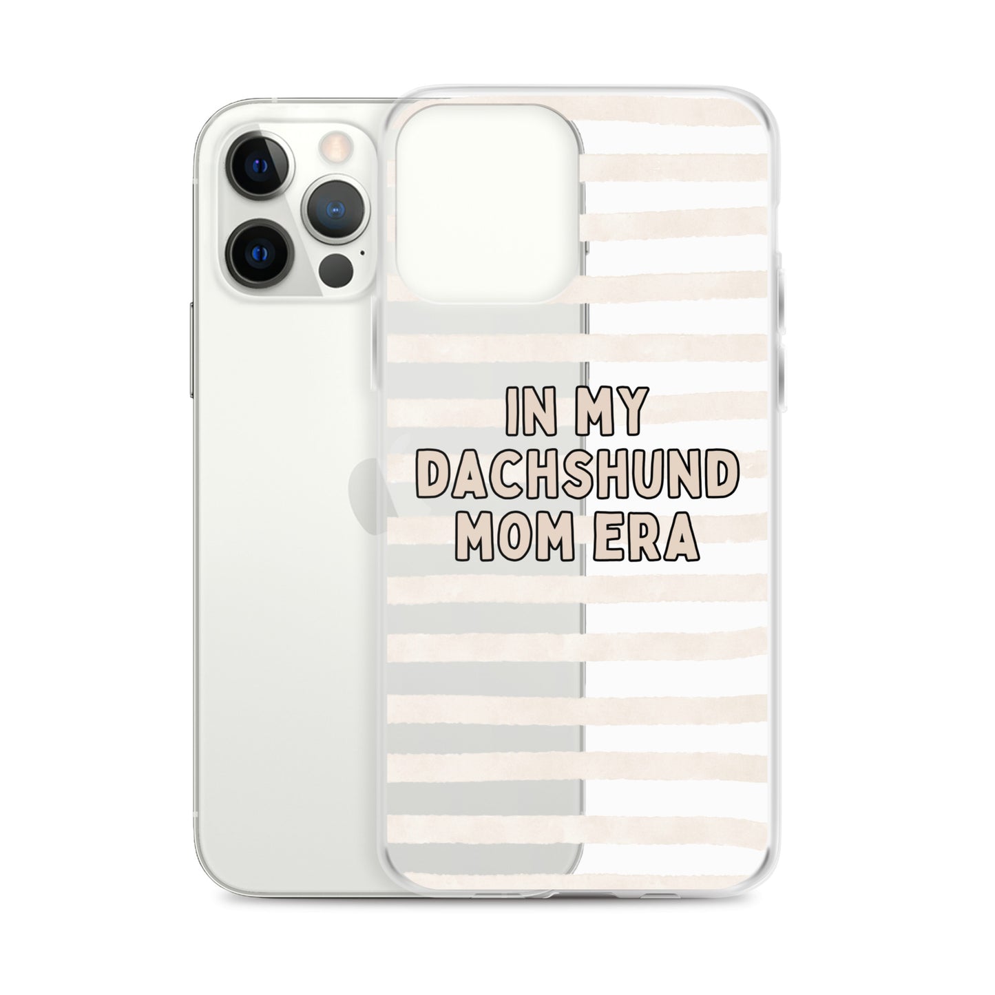 In My Dachshund Mom Striped Beige Clear Case for iPhone®