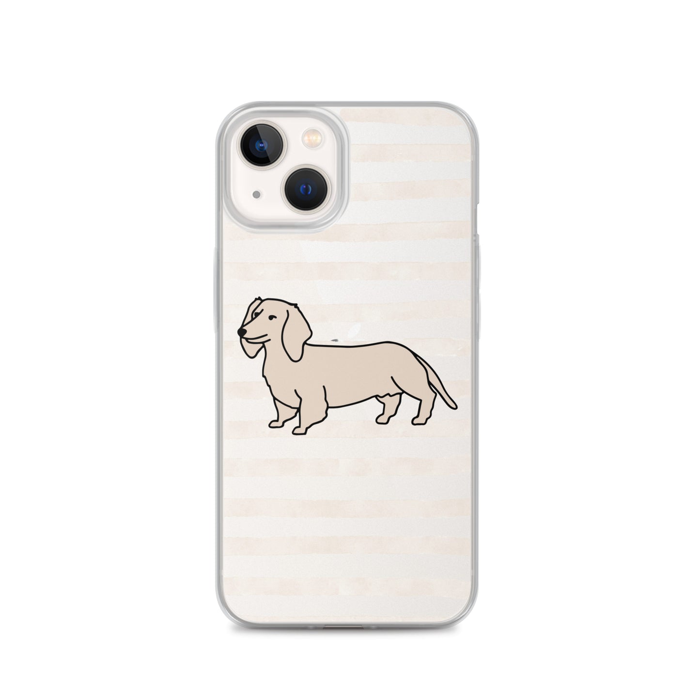 Dachshund Outline Striped Beige Clear Case for iPhone®