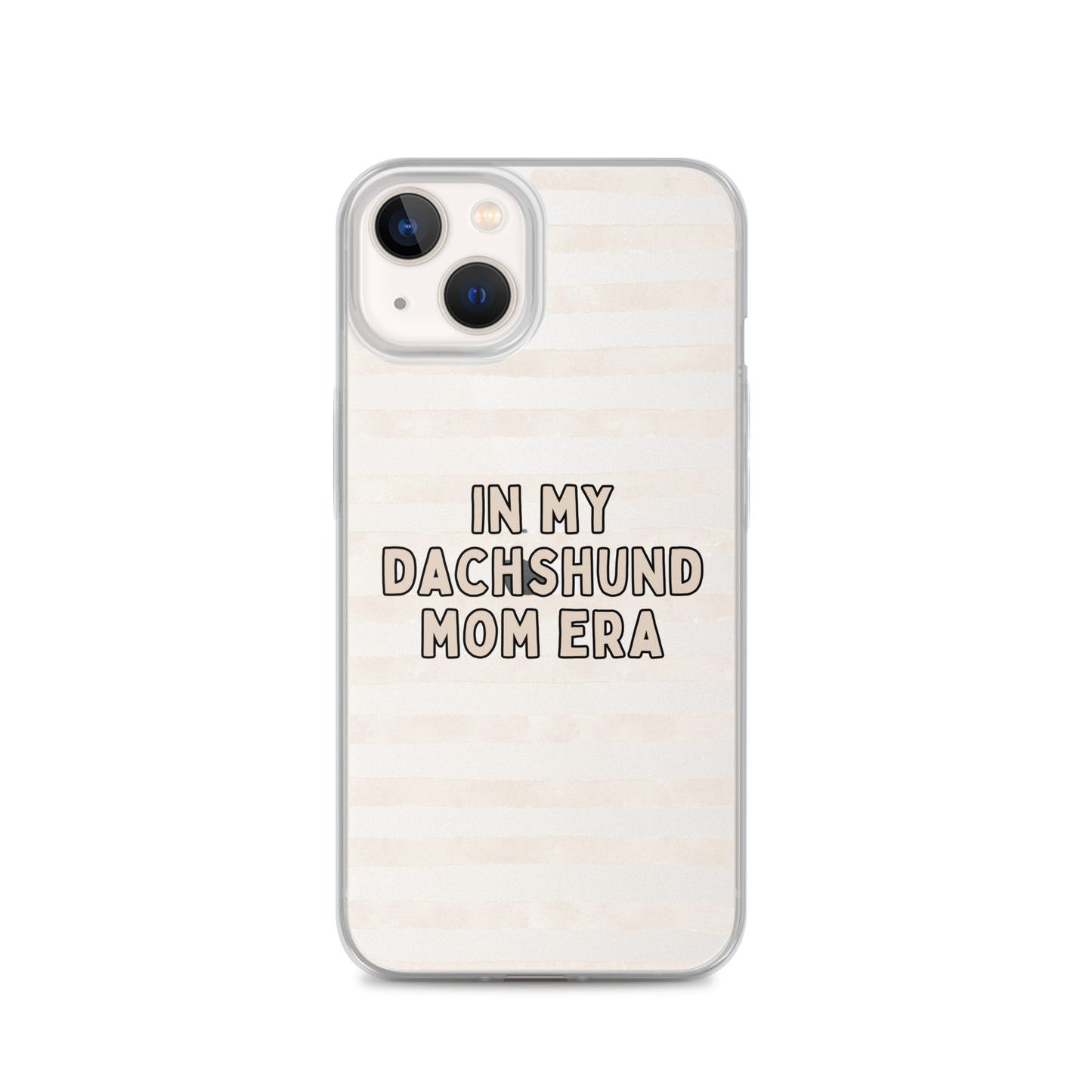 In My Dachshund Mom Striped Beige Clear Case for iPhone®