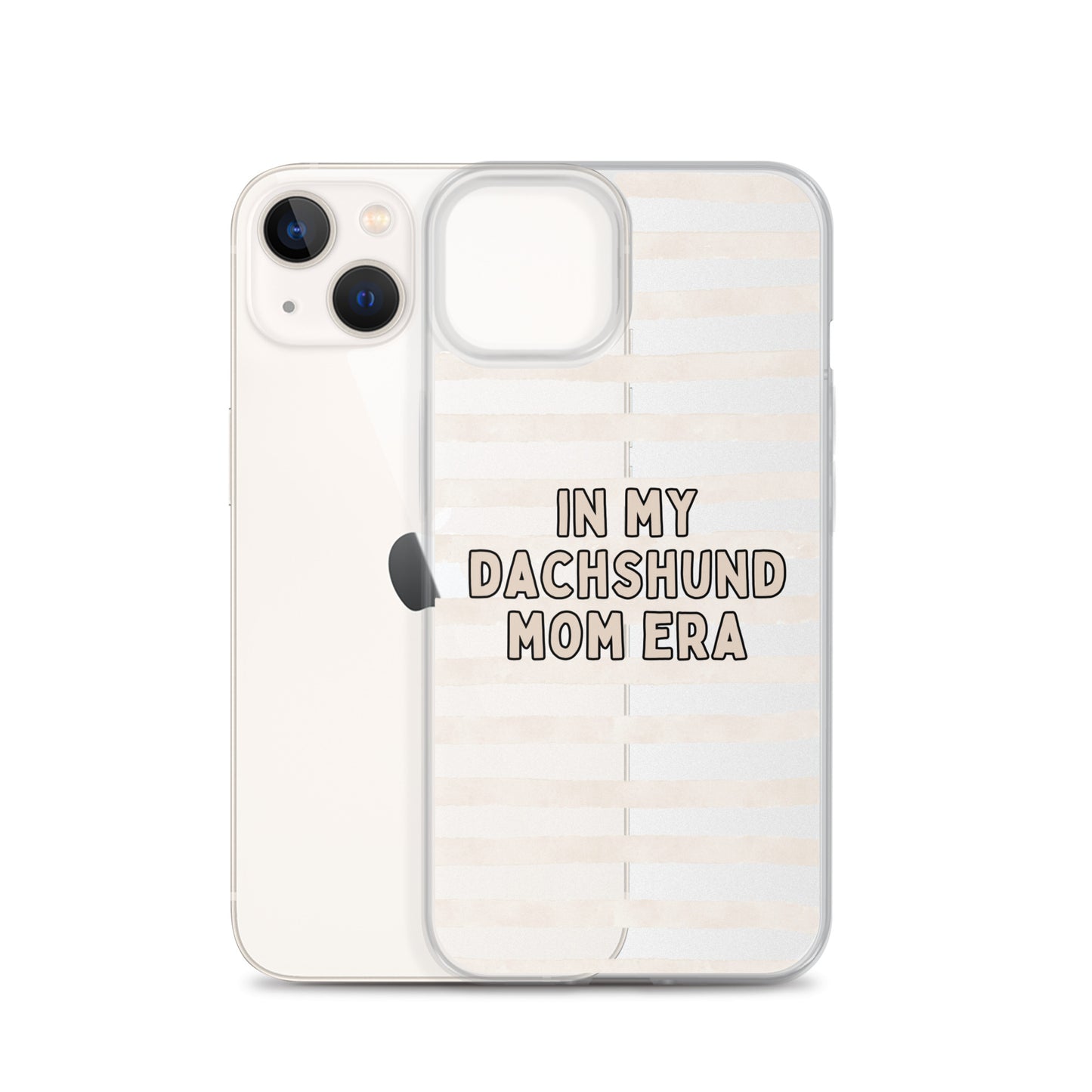 In My Dachshund Mom Striped Beige Clear Case for iPhone®