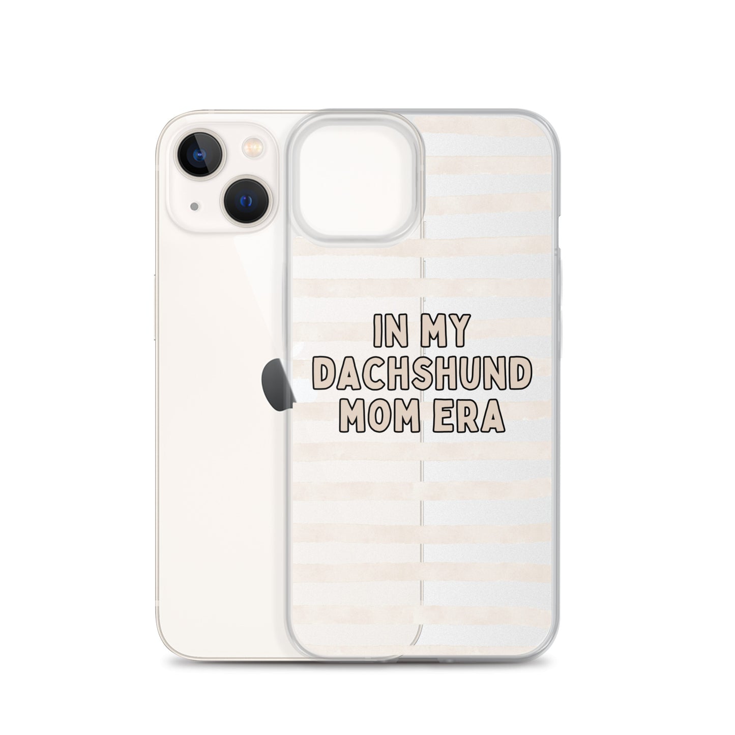 In My Dachshund Mom Striped Beige Clear Case for iPhone®