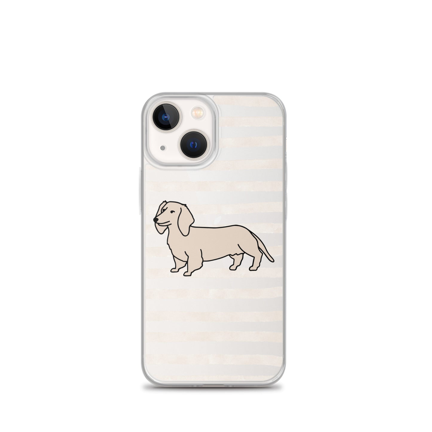 Dachshund Outline Striped Beige Clear Case for iPhone®