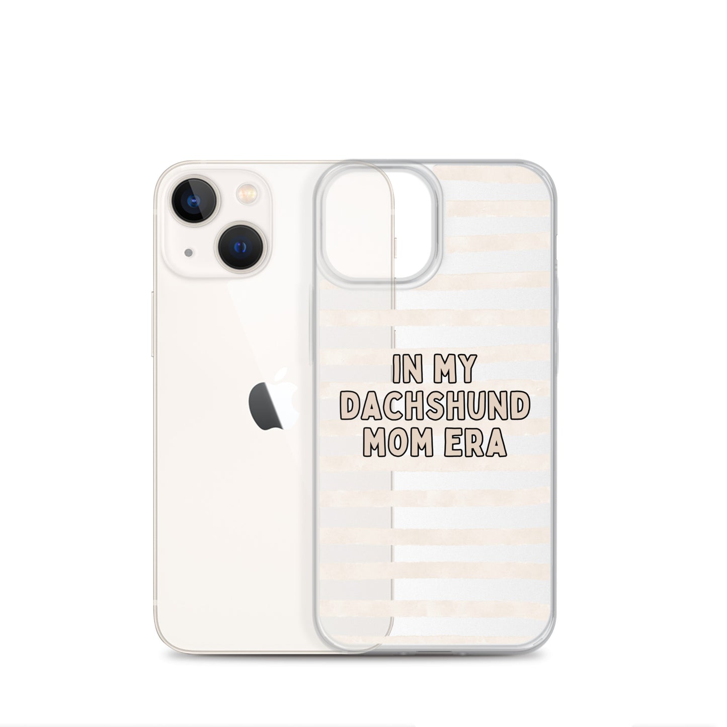 In My Dachshund Mom Striped Beige Clear Case for iPhone®