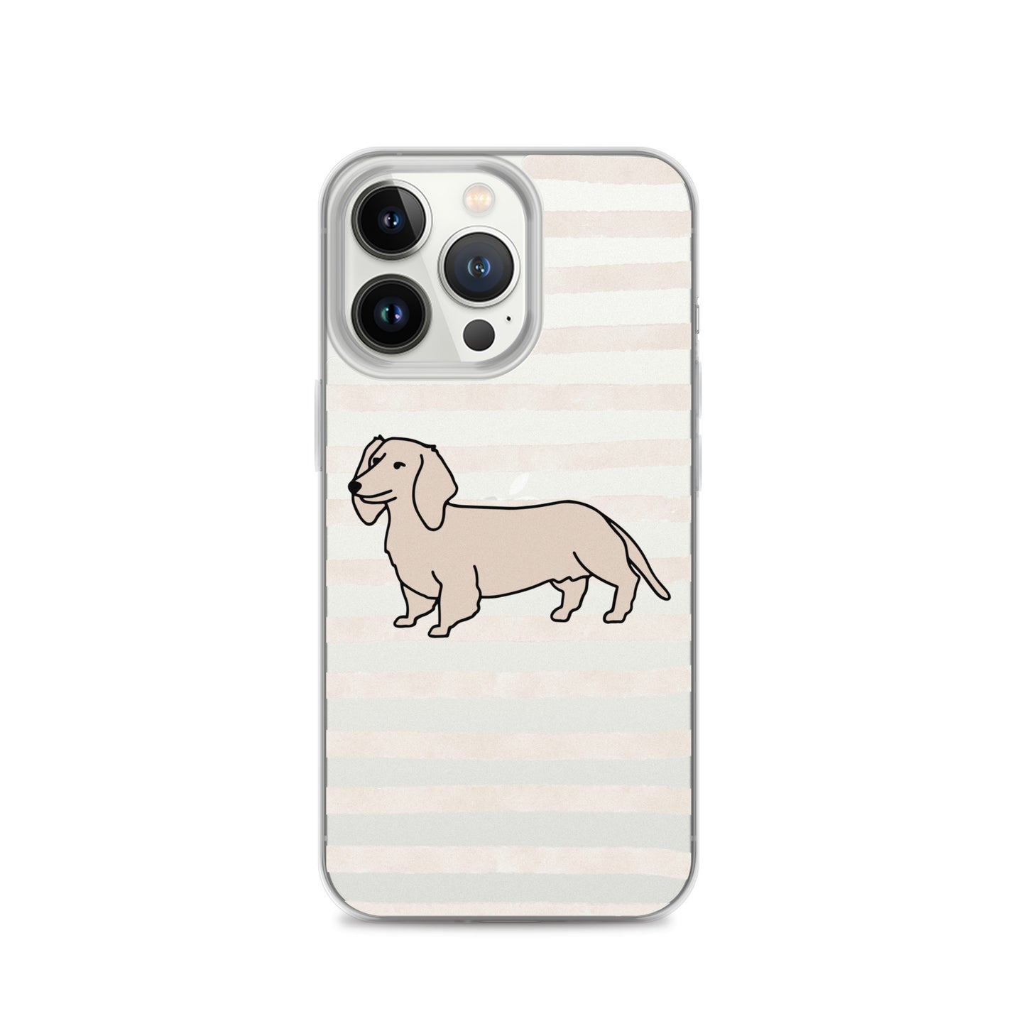 Dachshund Outline Striped Beige Clear Case for iPhone®