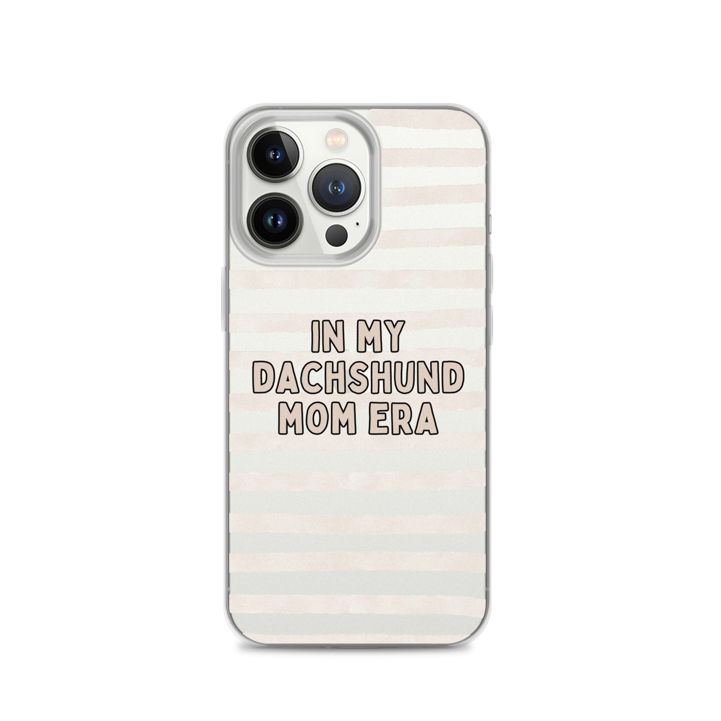 In My Dachshund Mom Striped Beige Clear Case for iPhone®