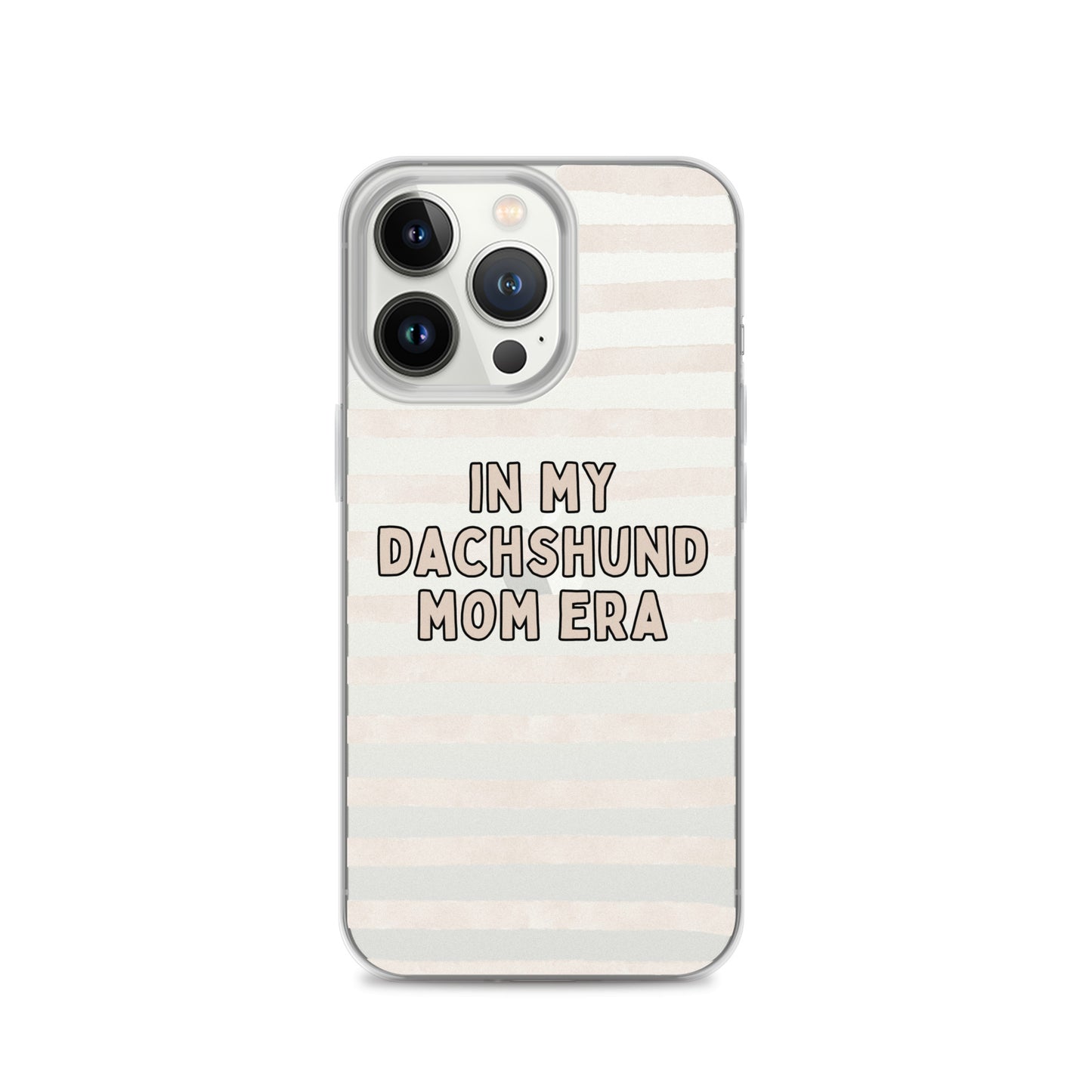 In My Dachshund Mom Striped Beige Clear Case for iPhone®