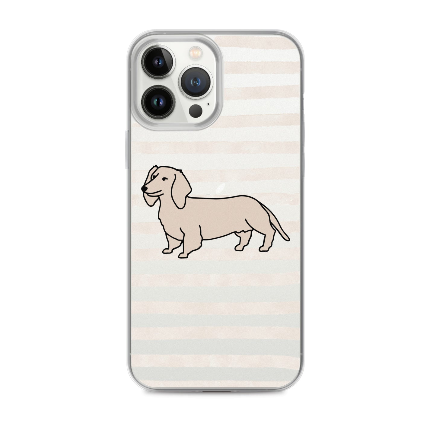 Dachshund Outline Striped Beige Clear Case for iPhone®