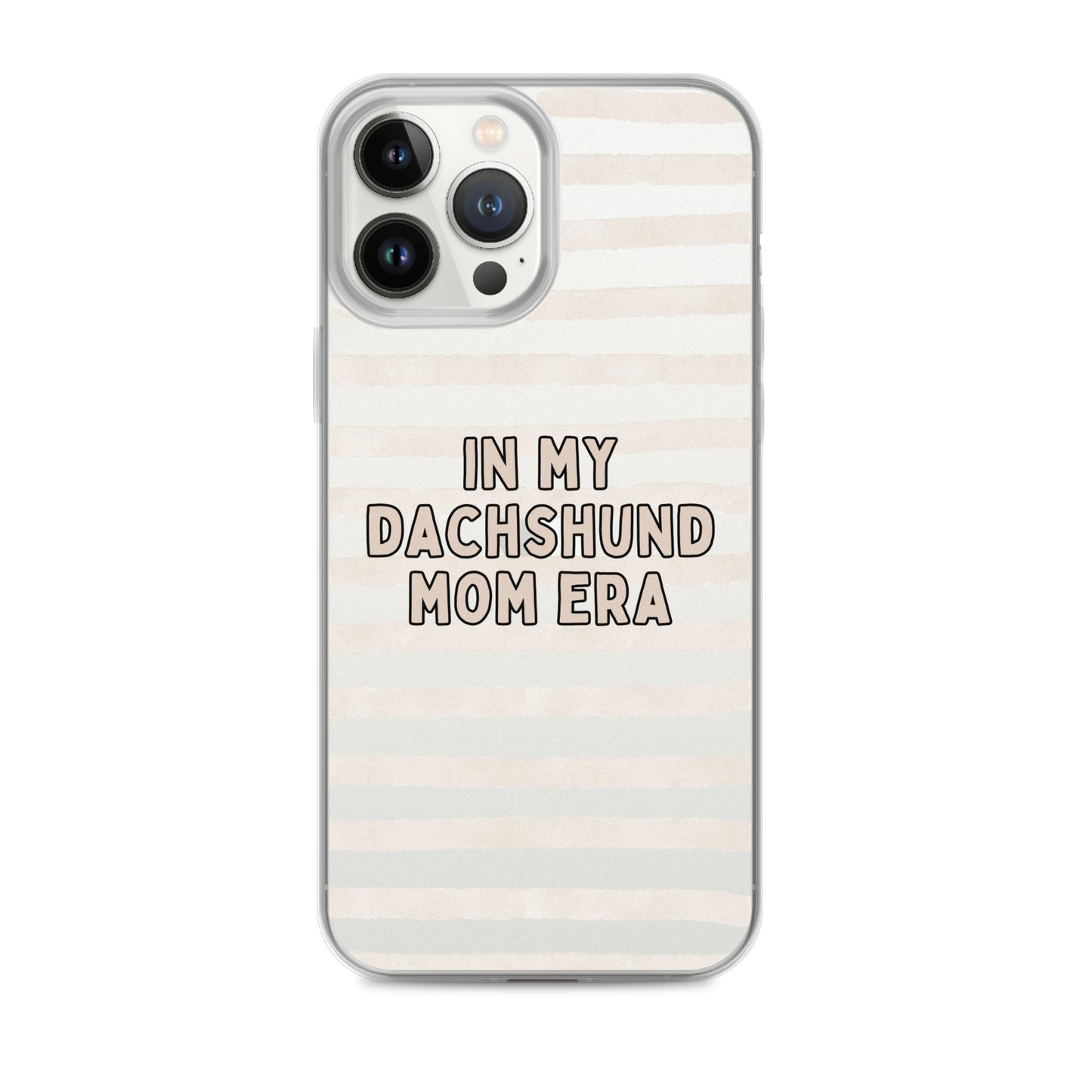 In My Dachshund Mom Striped Beige Clear Case for iPhone®