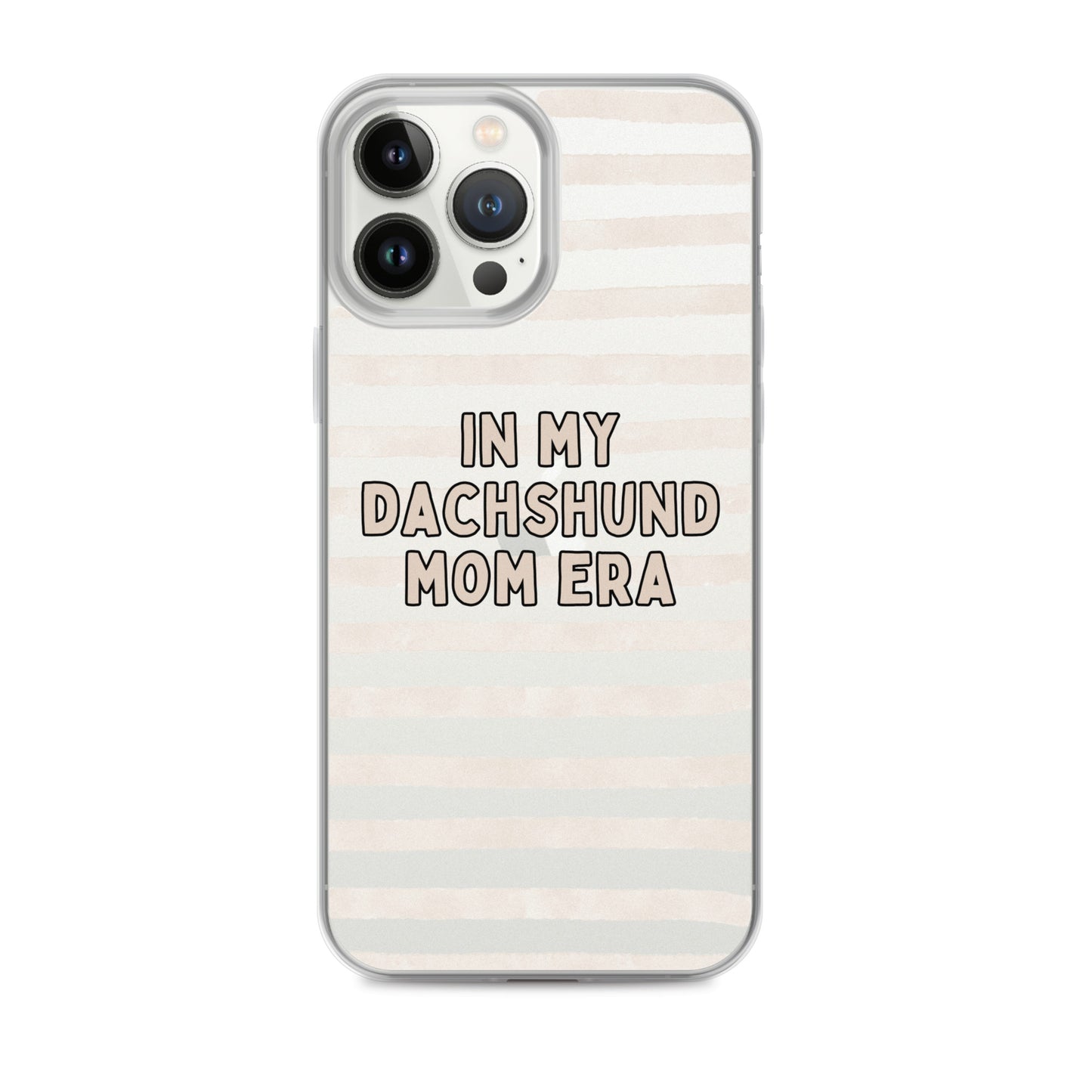 In My Dachshund Mom Striped Beige Clear Case for iPhone®