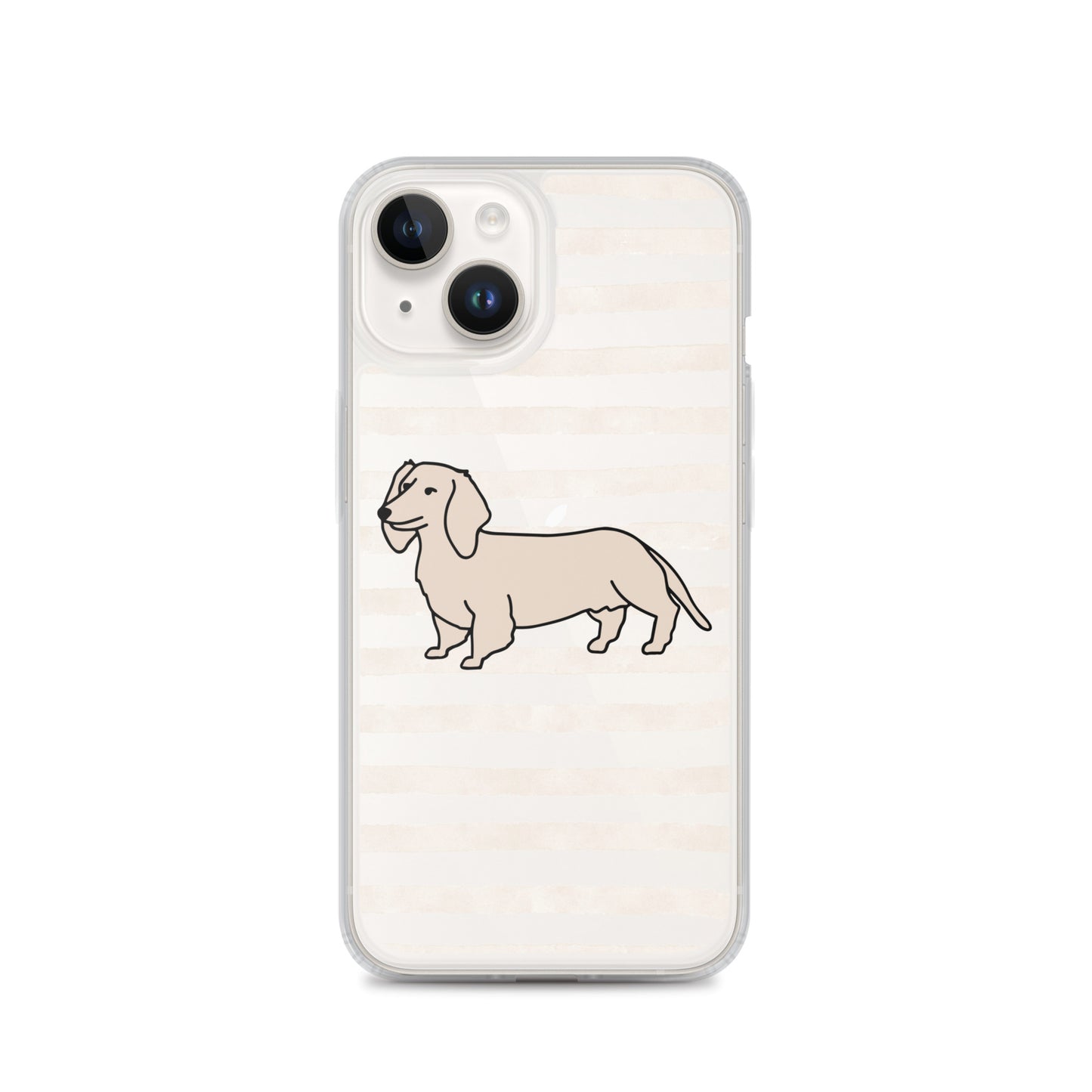 Dachshund Outline Striped Beige Clear Case for iPhone®