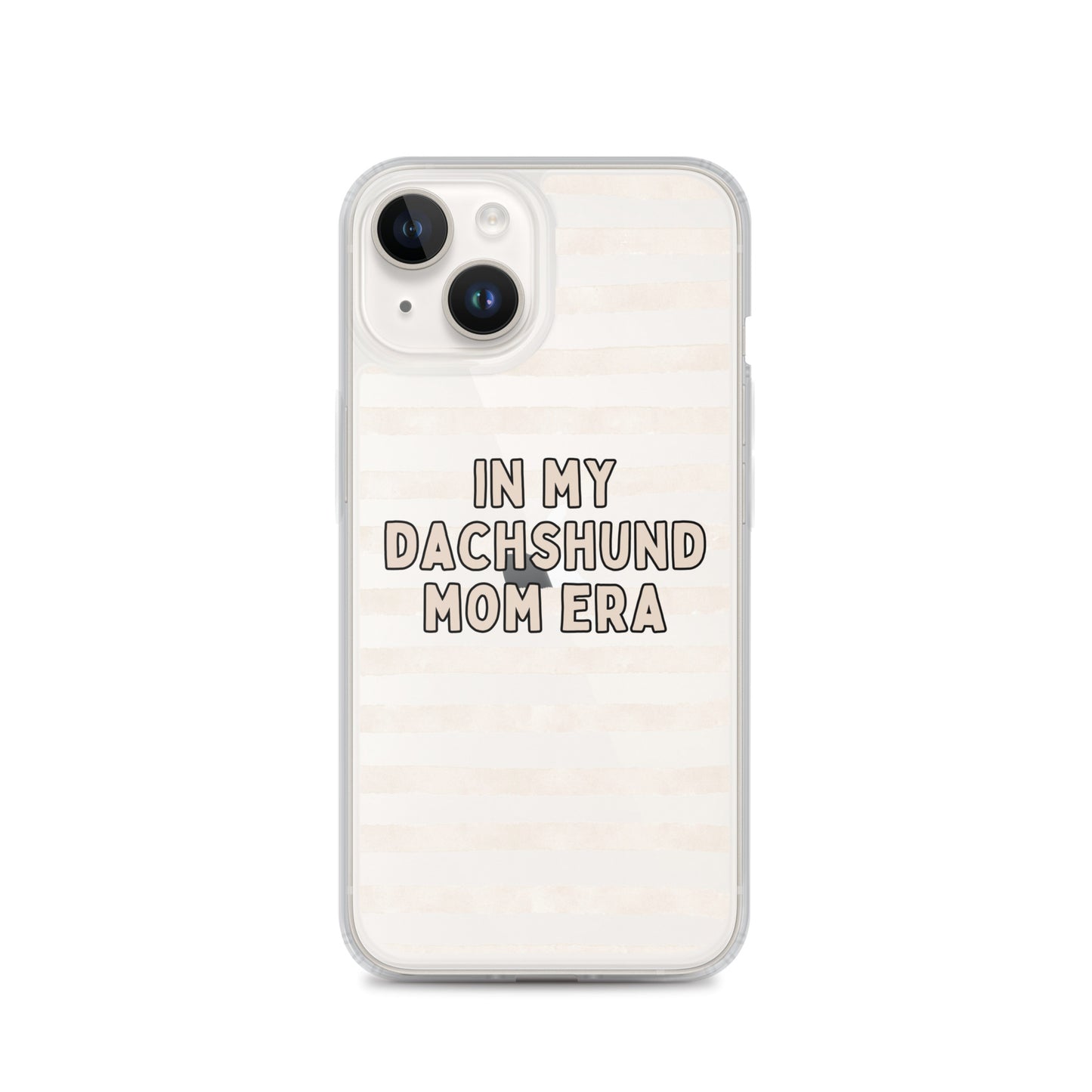 In My Dachshund Mom Striped Beige Clear Case for iPhone®