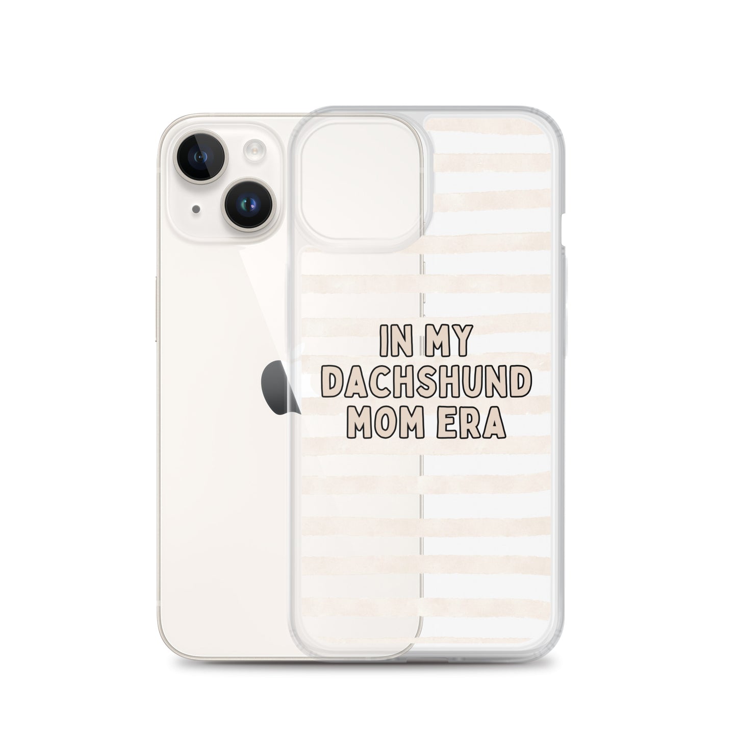 In My Dachshund Mom Striped Beige Clear Case for iPhone®