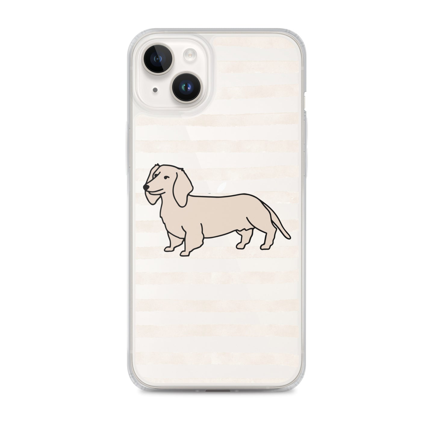 Dachshund Outline Striped Beige Clear Case for iPhone®