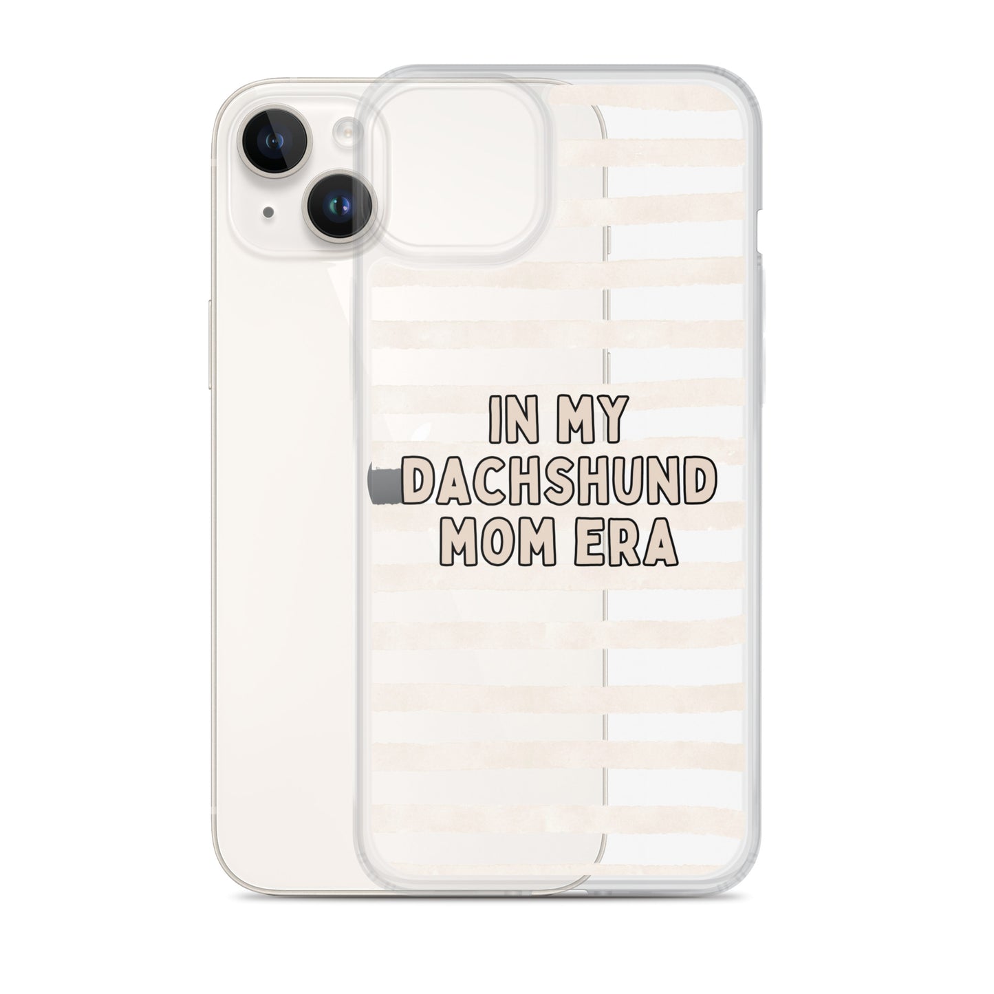 In My Dachshund Mom Striped Beige Clear Case for iPhone®