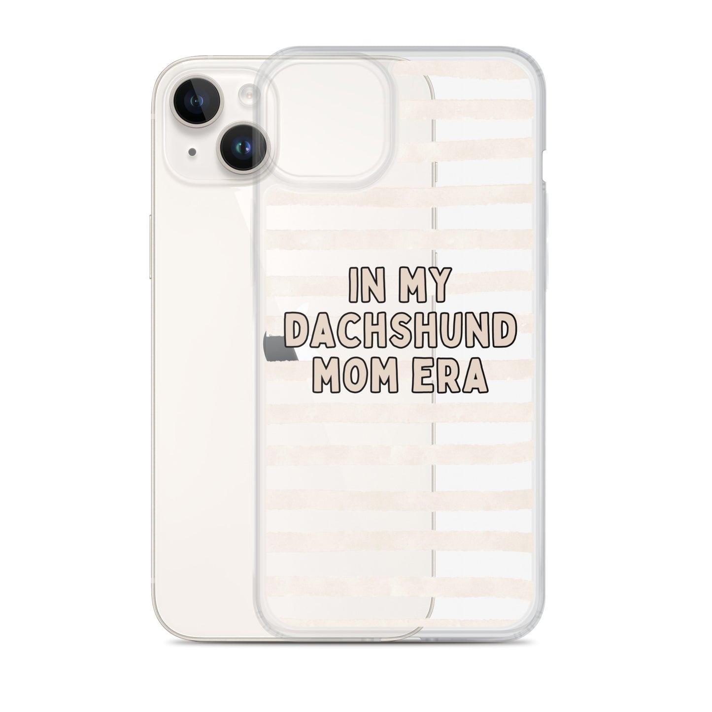 In My Dachshund Mom Striped Beige Clear Case for iPhone®