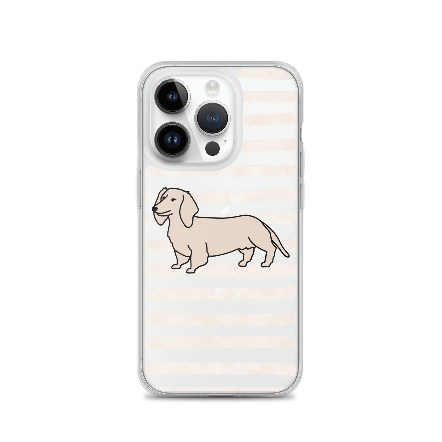 Dachshund Outline Striped Beige Clear Case for iPhone®