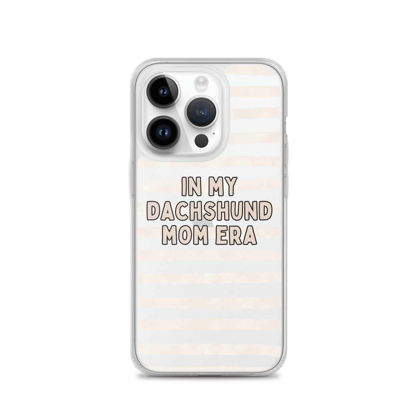 In My Dachshund Mom Striped Beige Clear Case for iPhone®