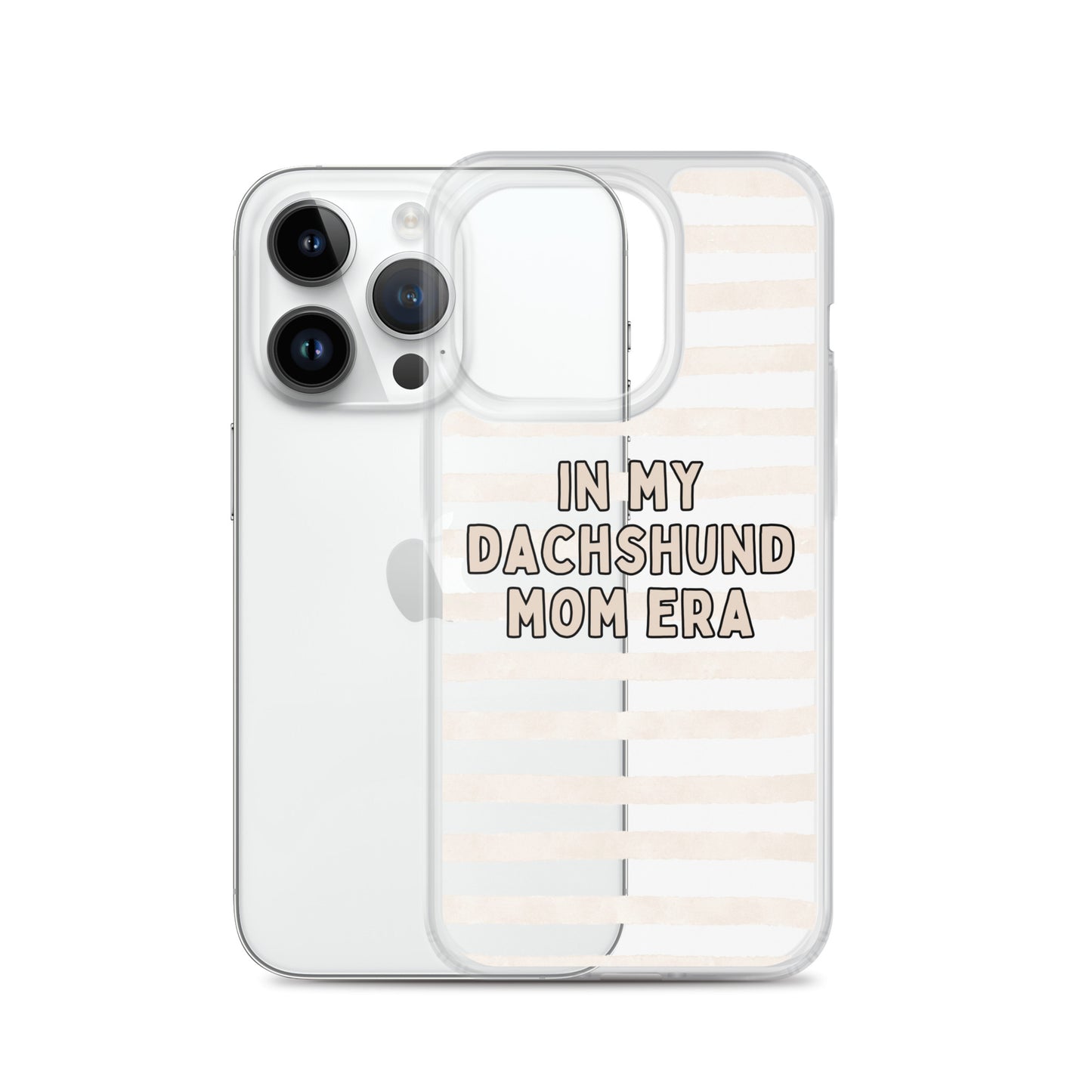 In My Dachshund Mom Striped Beige Clear Case for iPhone®