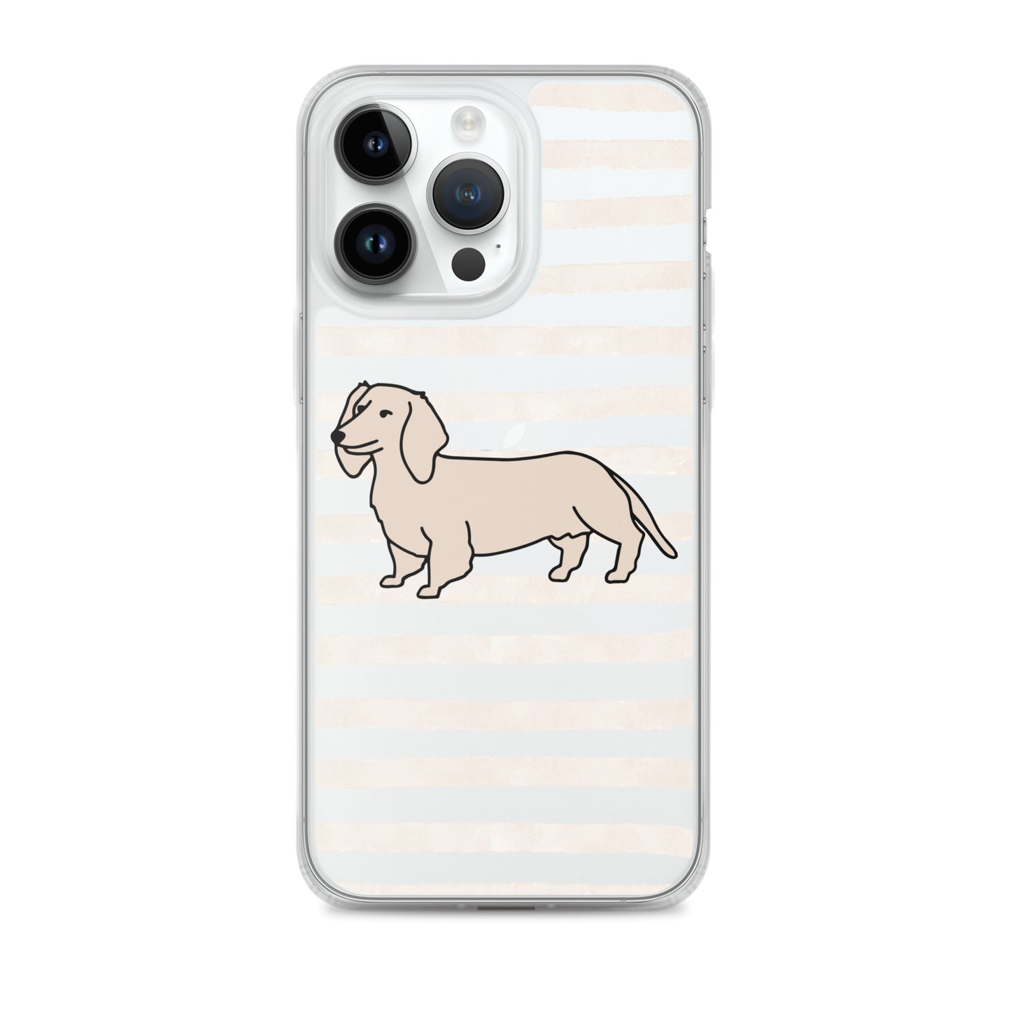 Dachshund Outline Striped Beige Clear Case for iPhone®