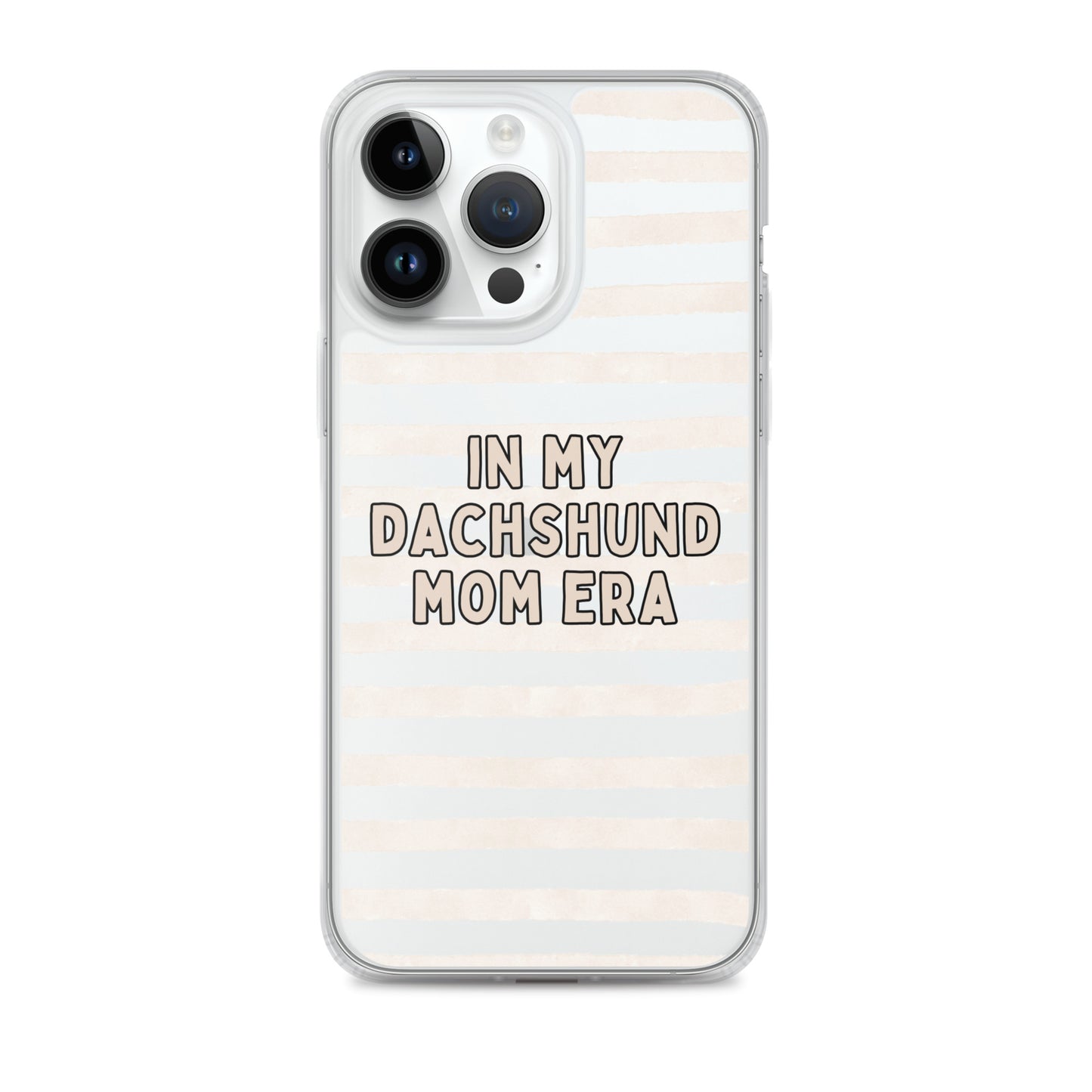 In My Dachshund Mom Striped Beige Clear Case for iPhone®