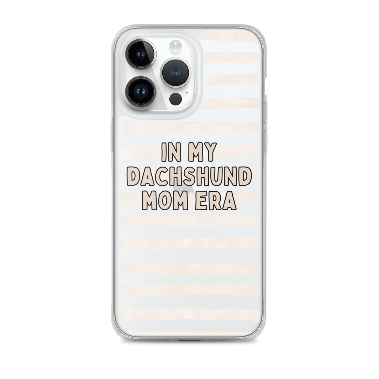 In My Dachshund Mom Striped Beige Clear Case for iPhone®