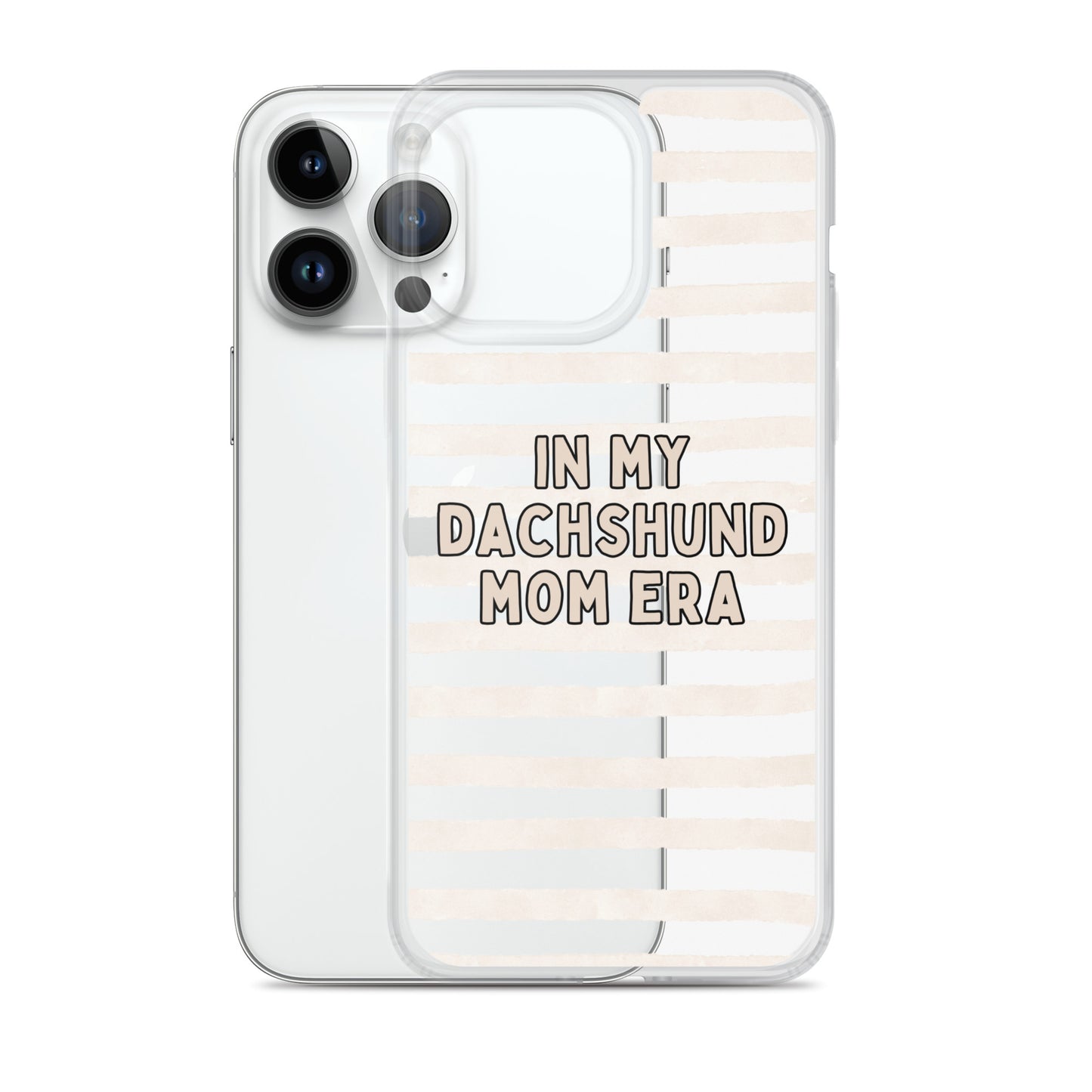 In My Dachshund Mom Striped Beige Clear Case for iPhone®