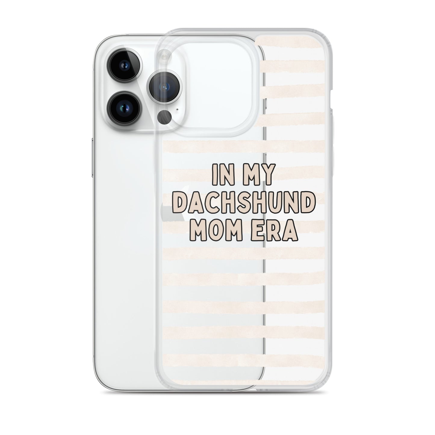 In My Dachshund Mom Striped Beige Clear Case for iPhone®