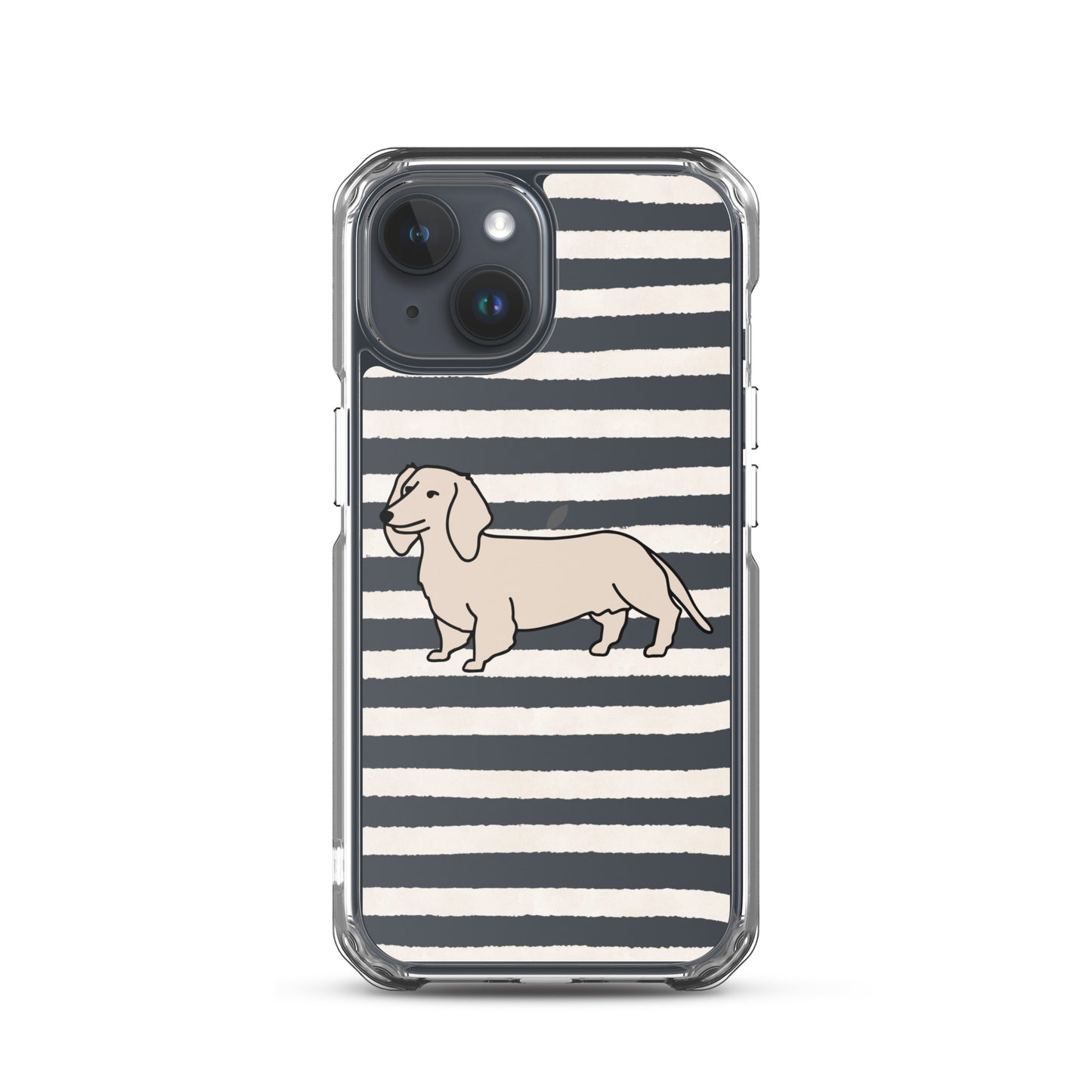 Dachshund Outline Striped Beige Clear Case for iPhone®