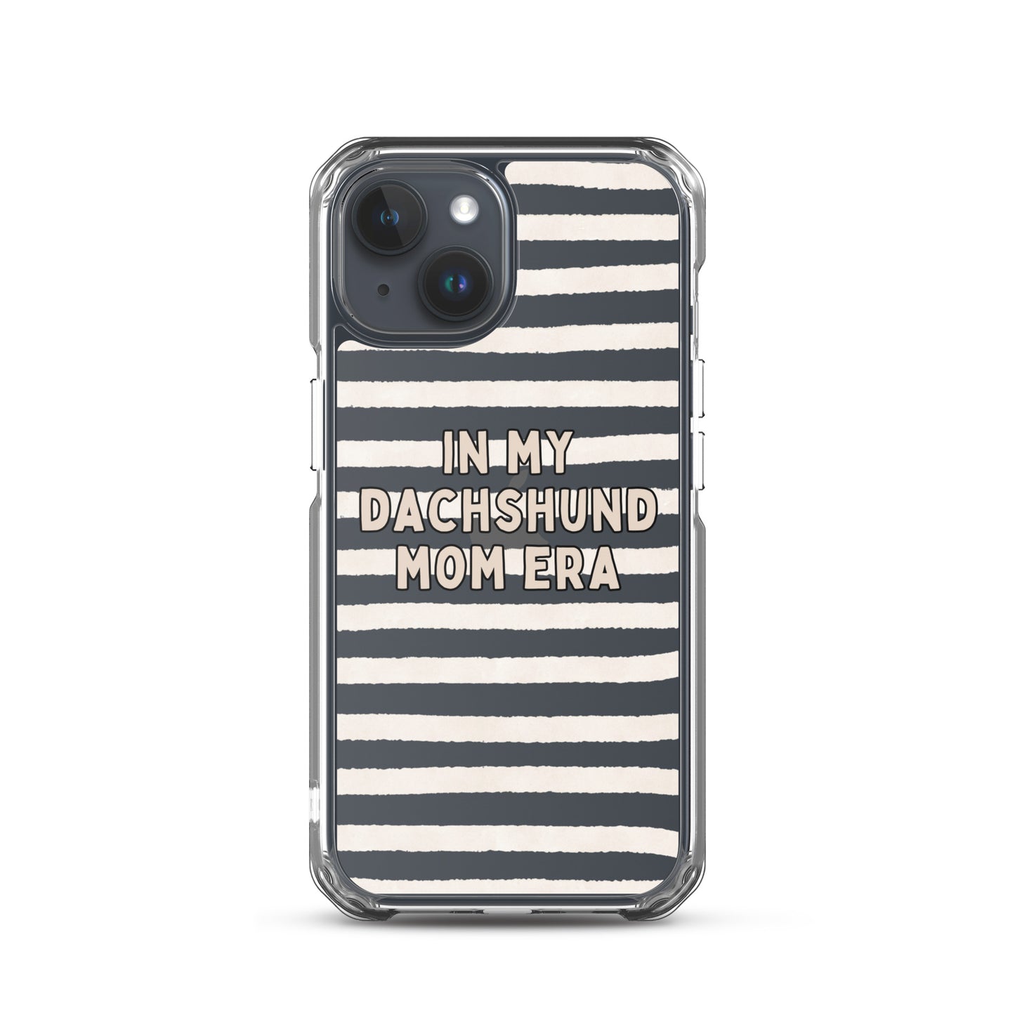 In My Dachshund Mom Striped Beige Clear Case for iPhone®