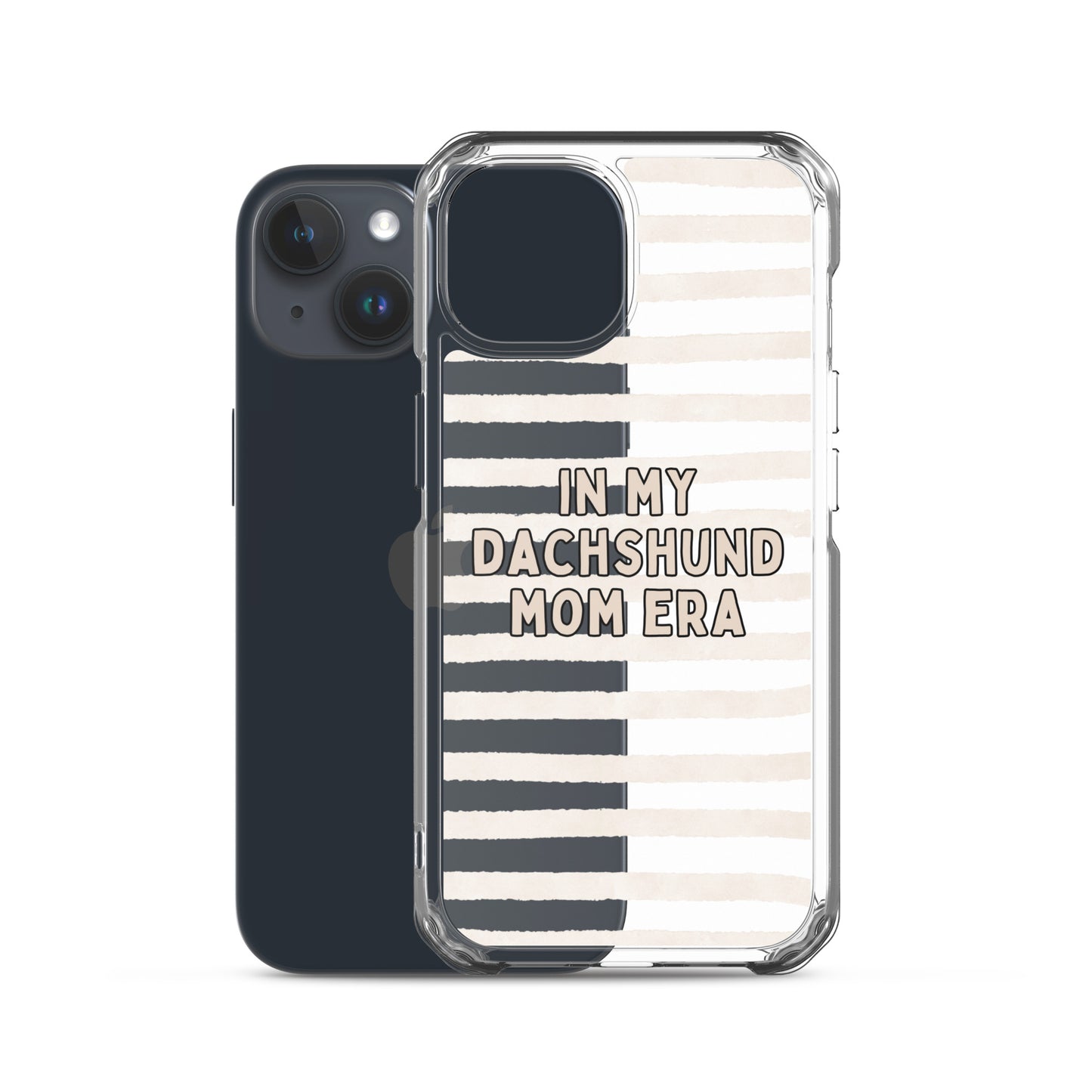 In My Dachshund Mom Striped Beige Clear Case for iPhone®