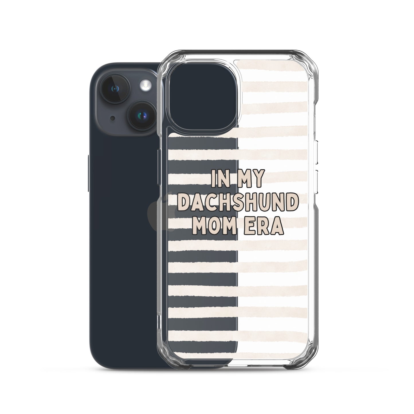 In My Dachshund Mom Striped Beige Clear Case for iPhone®