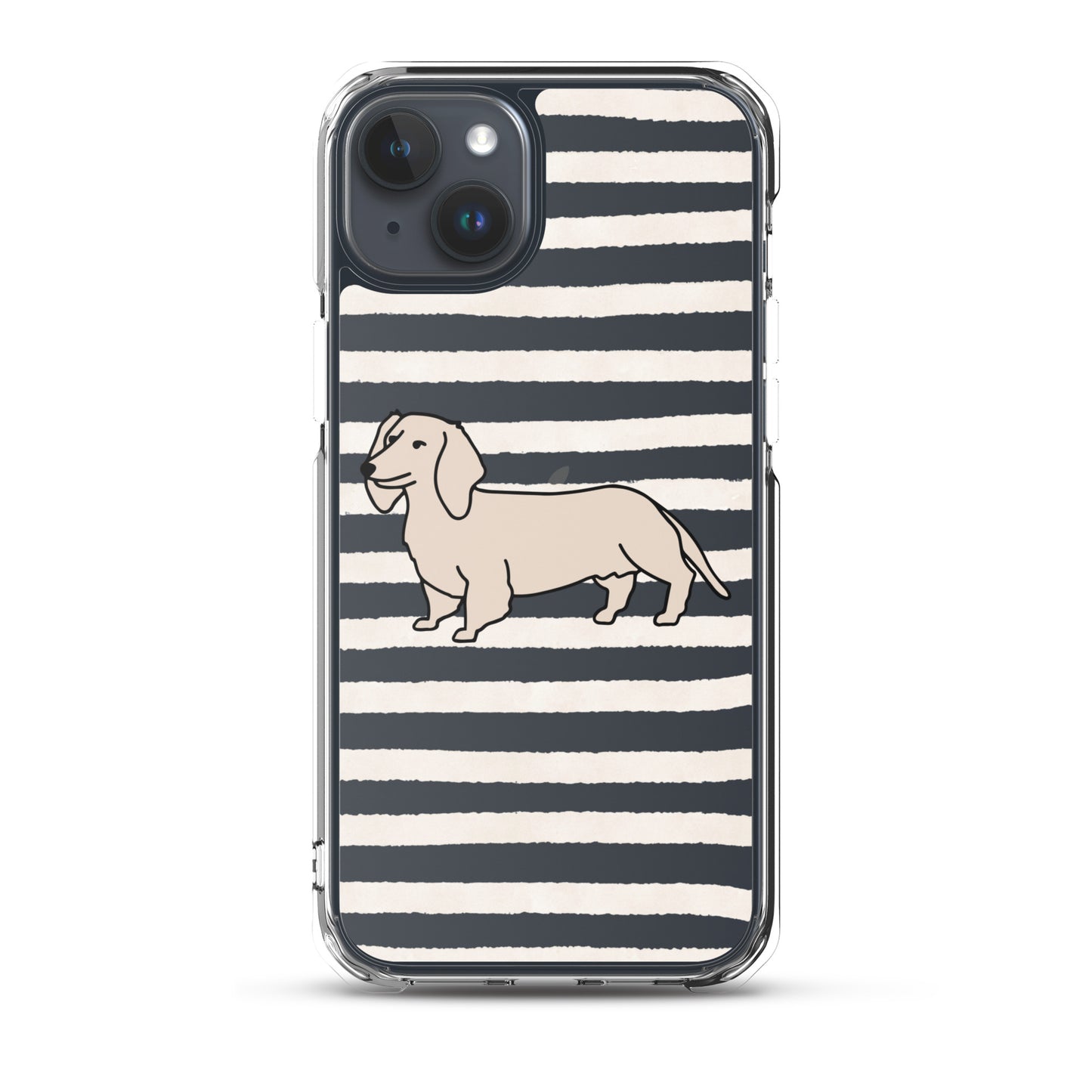 Dachshund Outline Striped Beige Clear Case for iPhone®