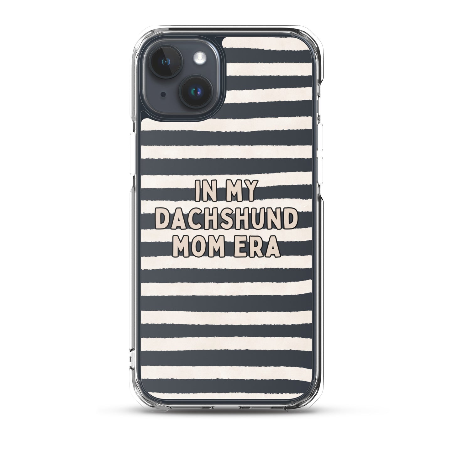 In My Dachshund Mom Striped Beige Clear Case for iPhone®