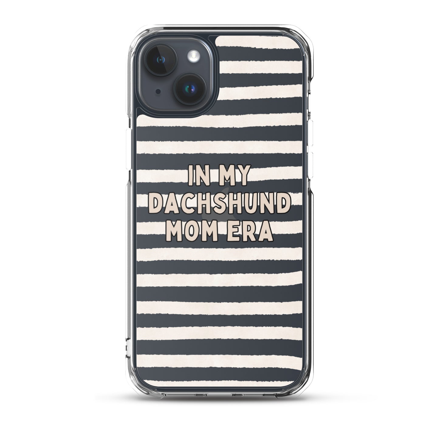 In My Dachshund Mom Striped Beige Clear Case for iPhone®