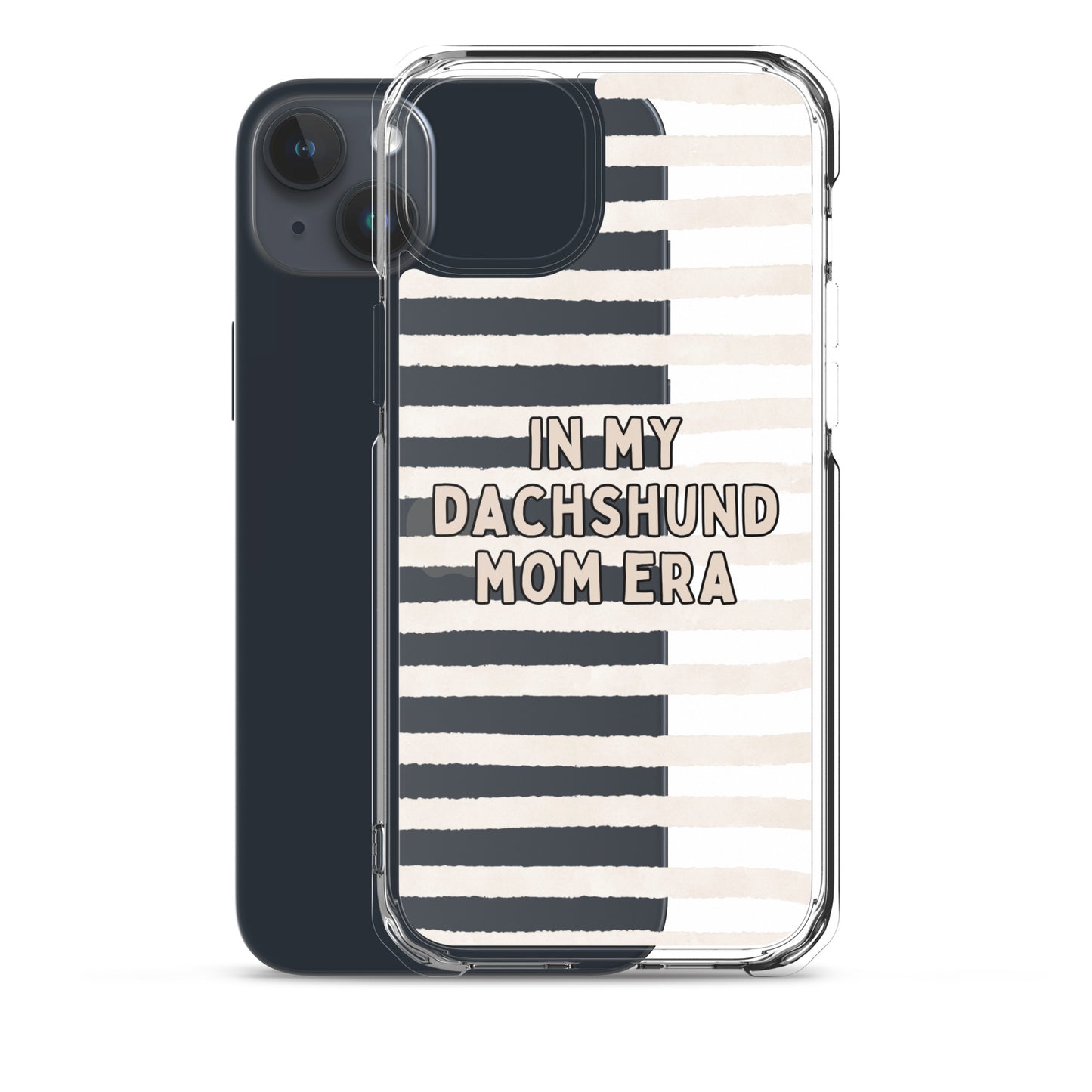 In My Dachshund Mom Striped Beige Clear Case for iPhone®