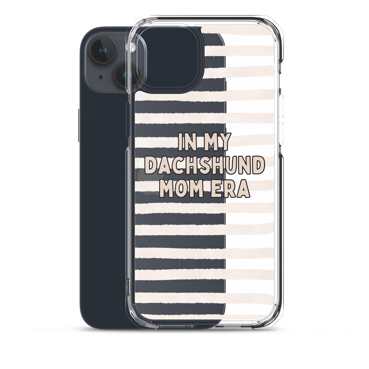 In My Dachshund Mom Striped Beige Clear Case for iPhone®