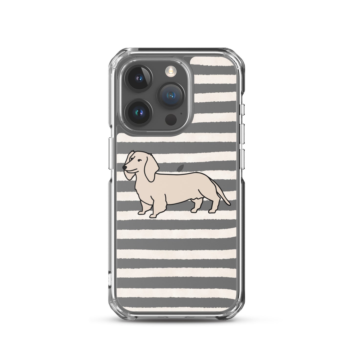 Dachshund Outline Striped Beige Clear Case for iPhone®