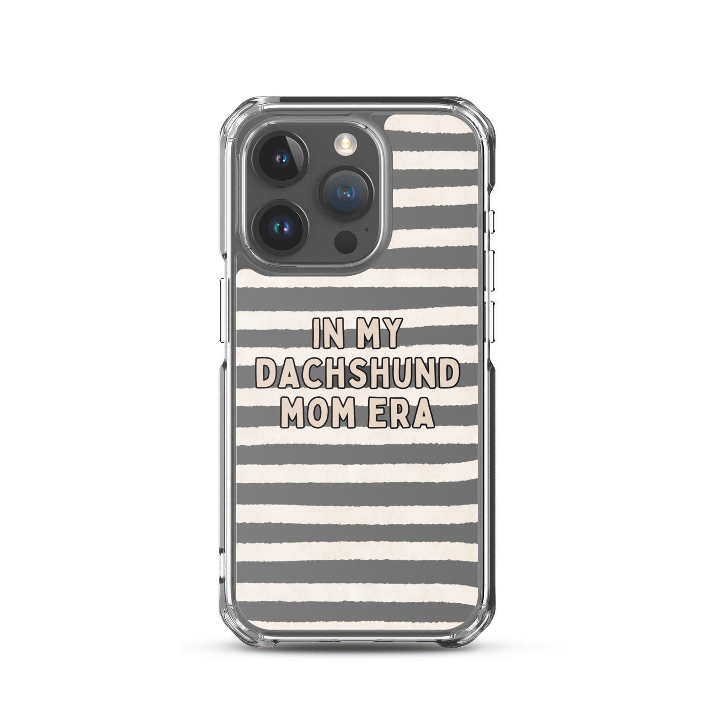 In My Dachshund Mom Striped Beige Clear Case for iPhone®