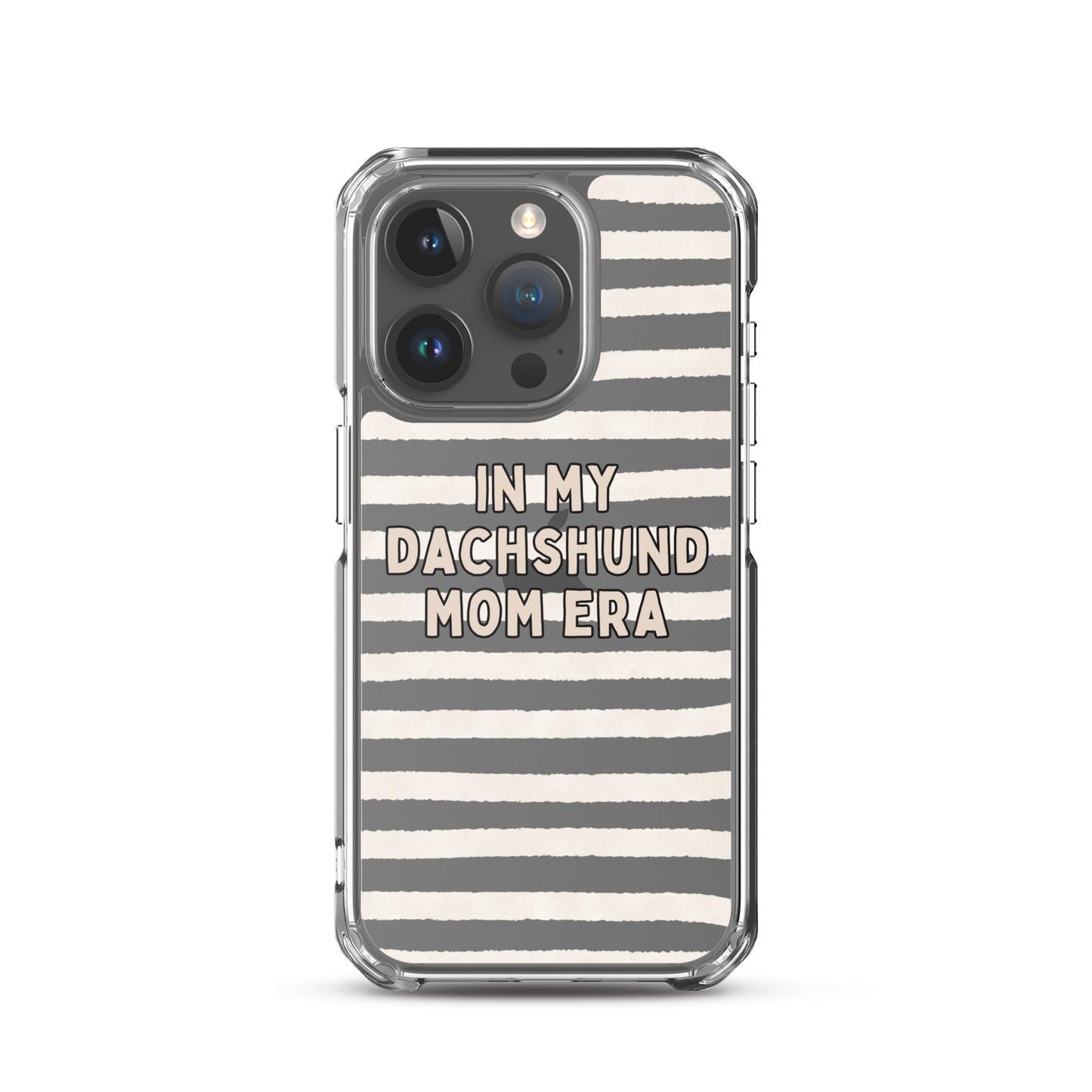 In My Dachshund Mom Striped Beige Clear Case for iPhone®