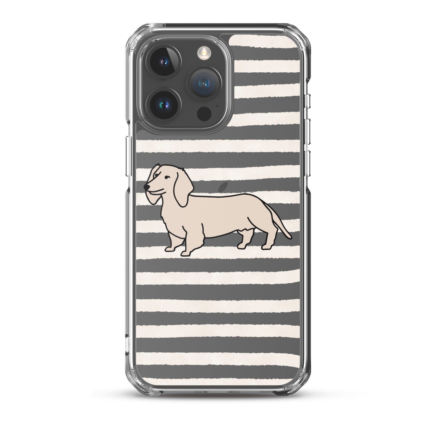 Dachshund Outline Striped Beige Clear Case for iPhone®