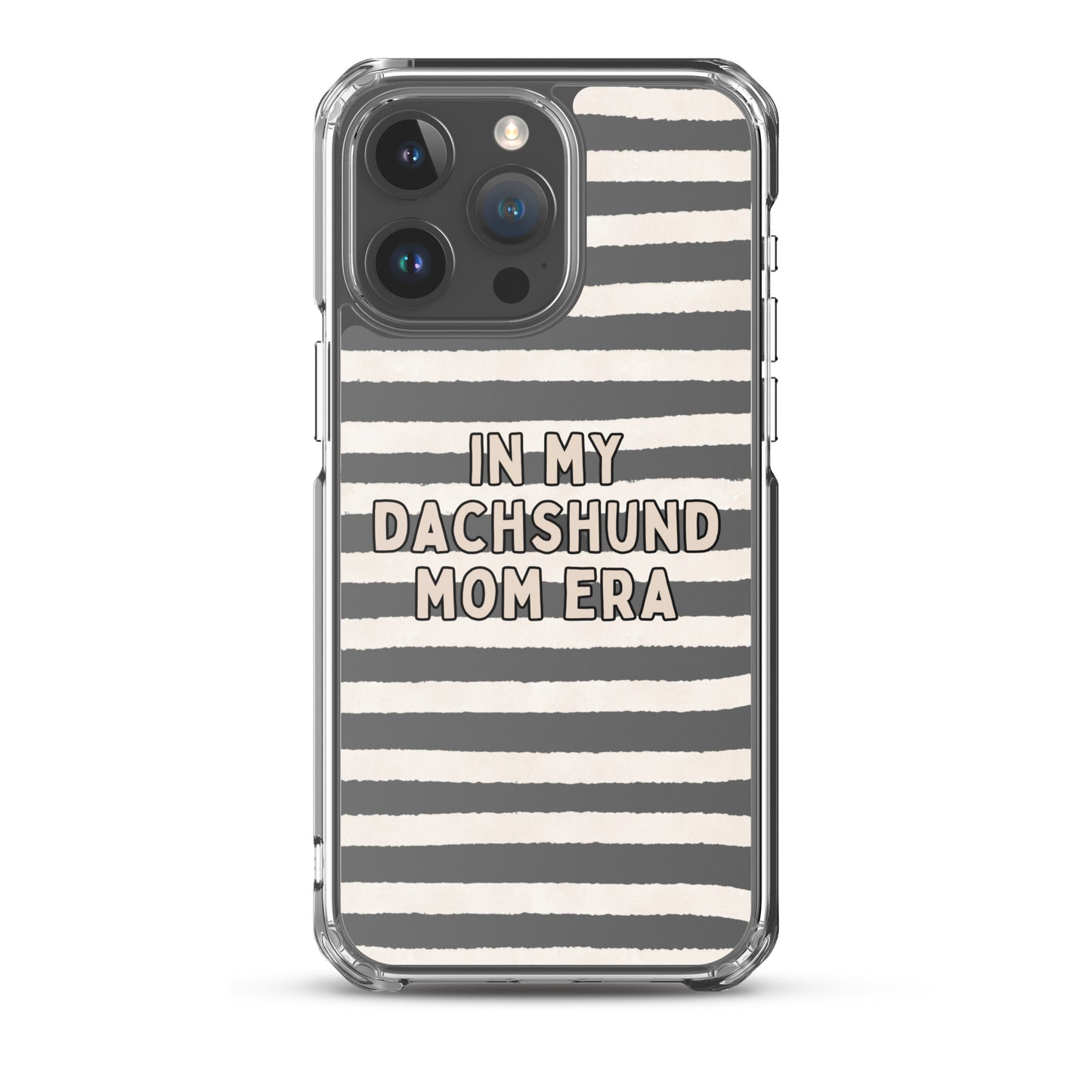 In My Dachshund Mom Striped Beige Clear Case for iPhone®