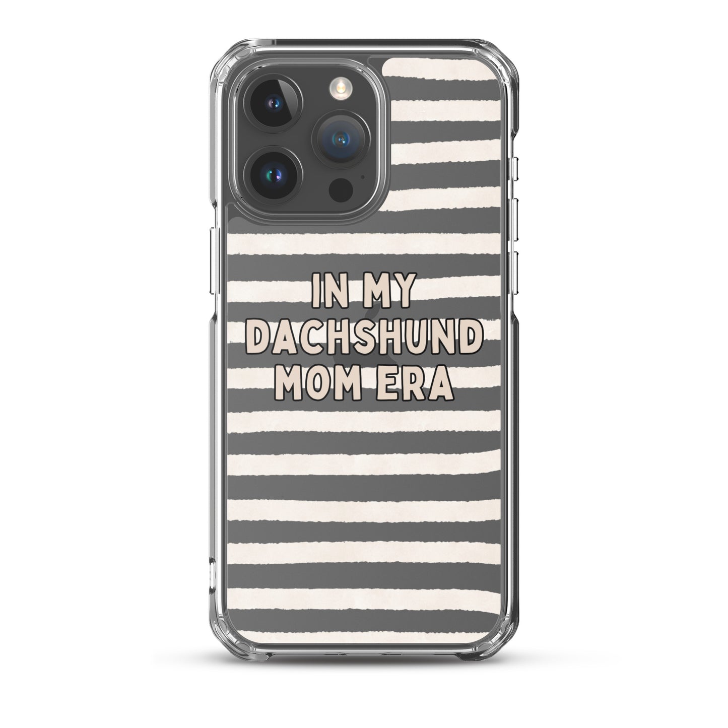 In My Dachshund Mom Striped Beige Clear Case for iPhone®